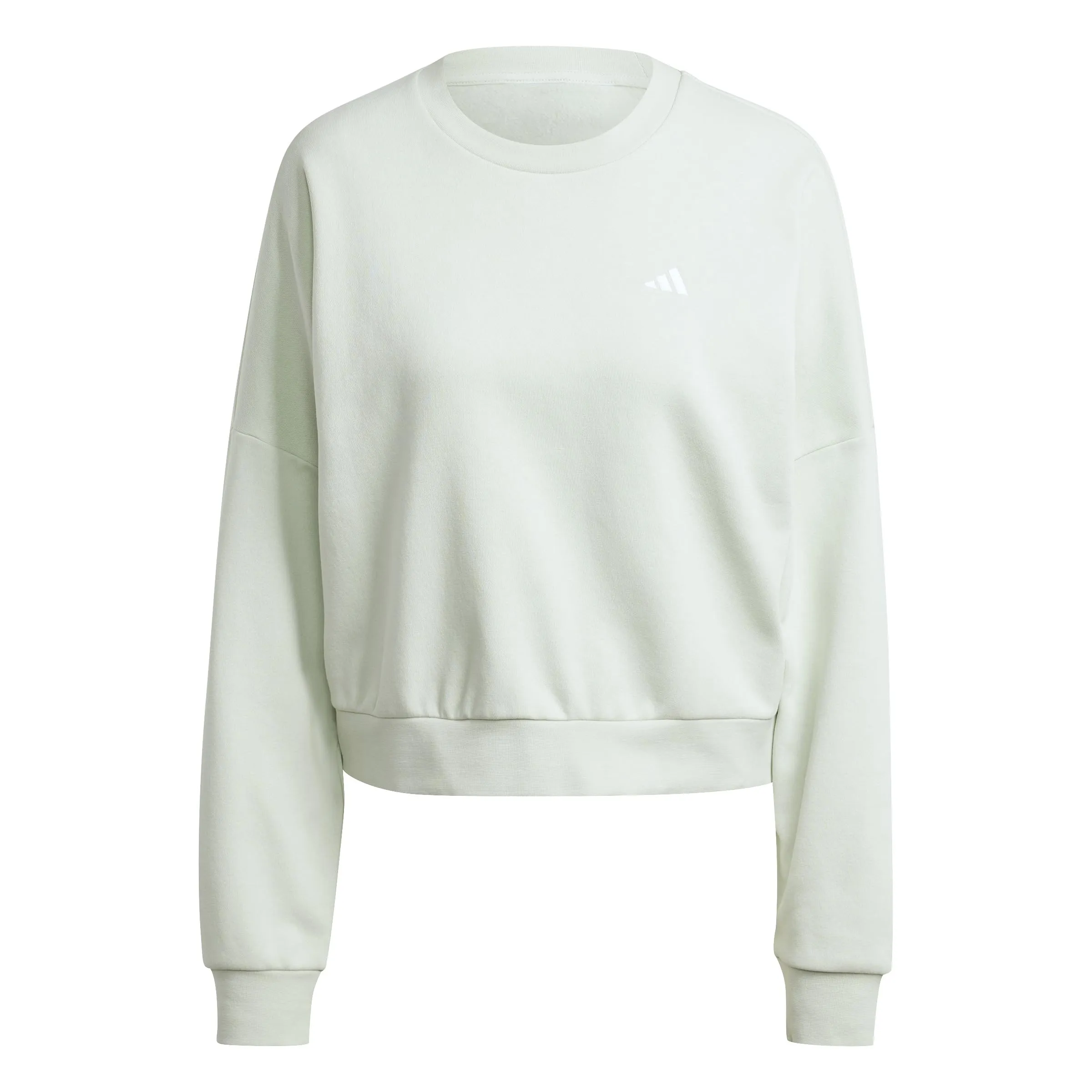 adidas Donna Essentials Small Logo Feel Cozy Sweatshirt, Linen Green/White, XS - immagine 4