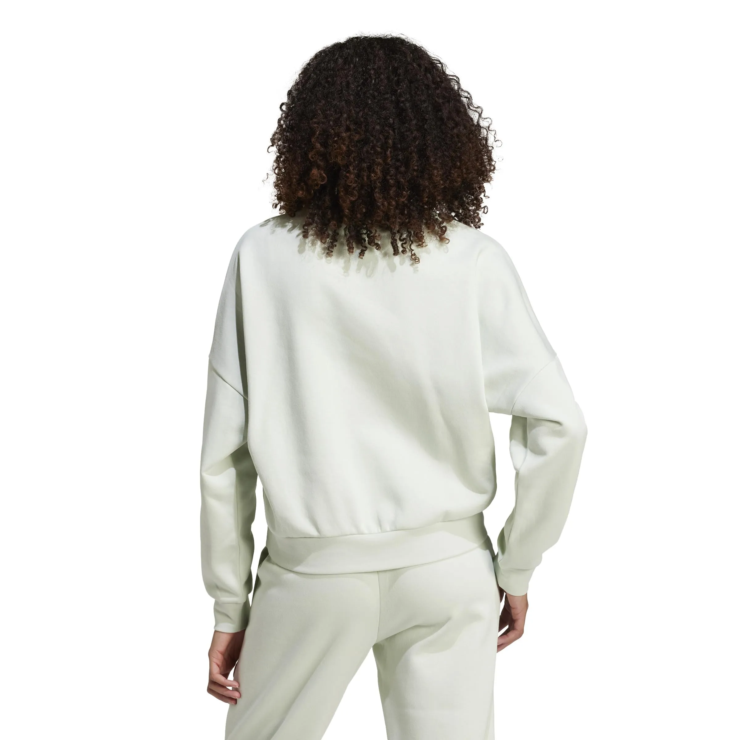 Adidas Donna Essentials Small Logo Feel Cozy Sweatshirt, Linen Green/White, L - immagine 3