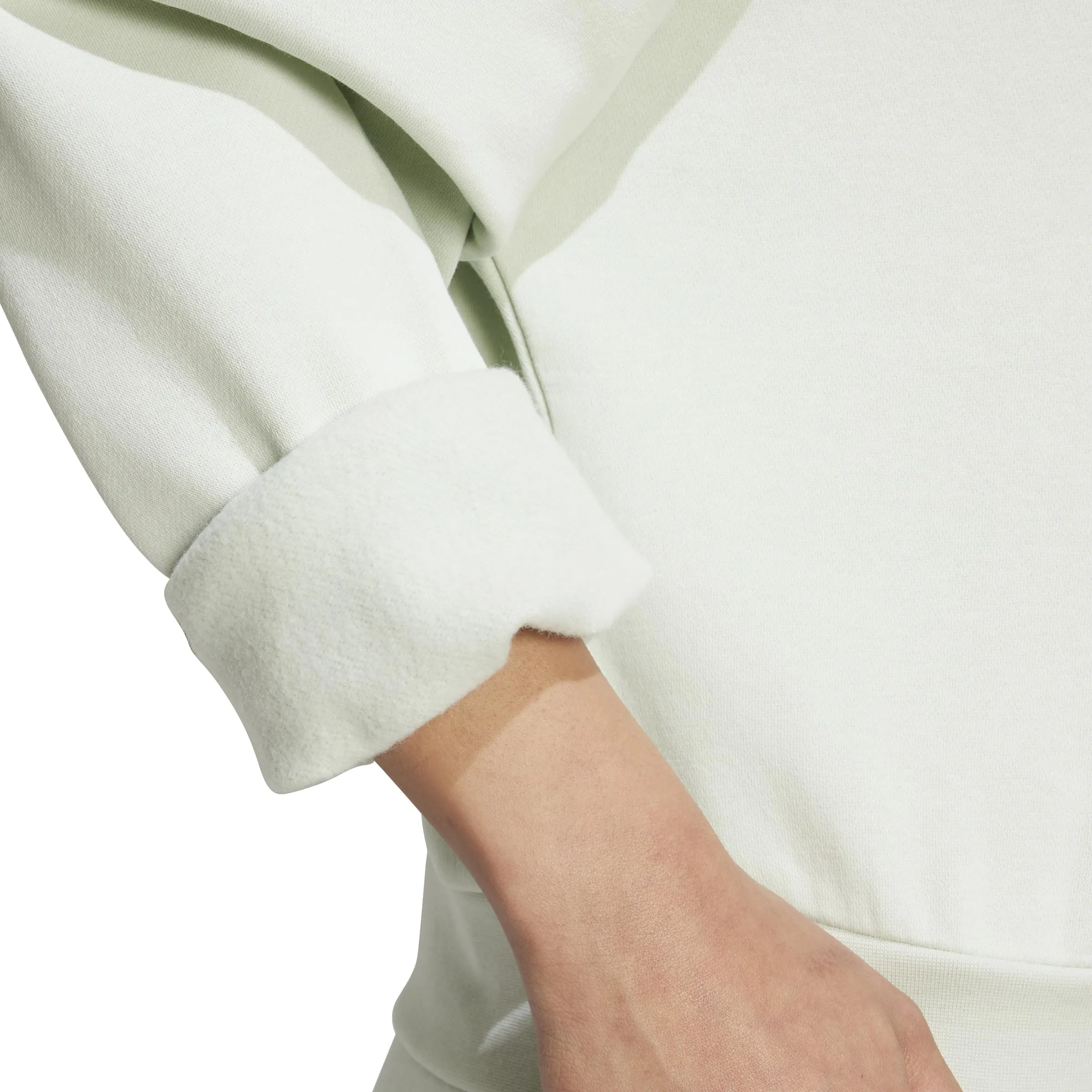 Adidas Donna Essentials Small Logo Feel Cozy Sweatshirt, Linen Green/White, L - immagine 6