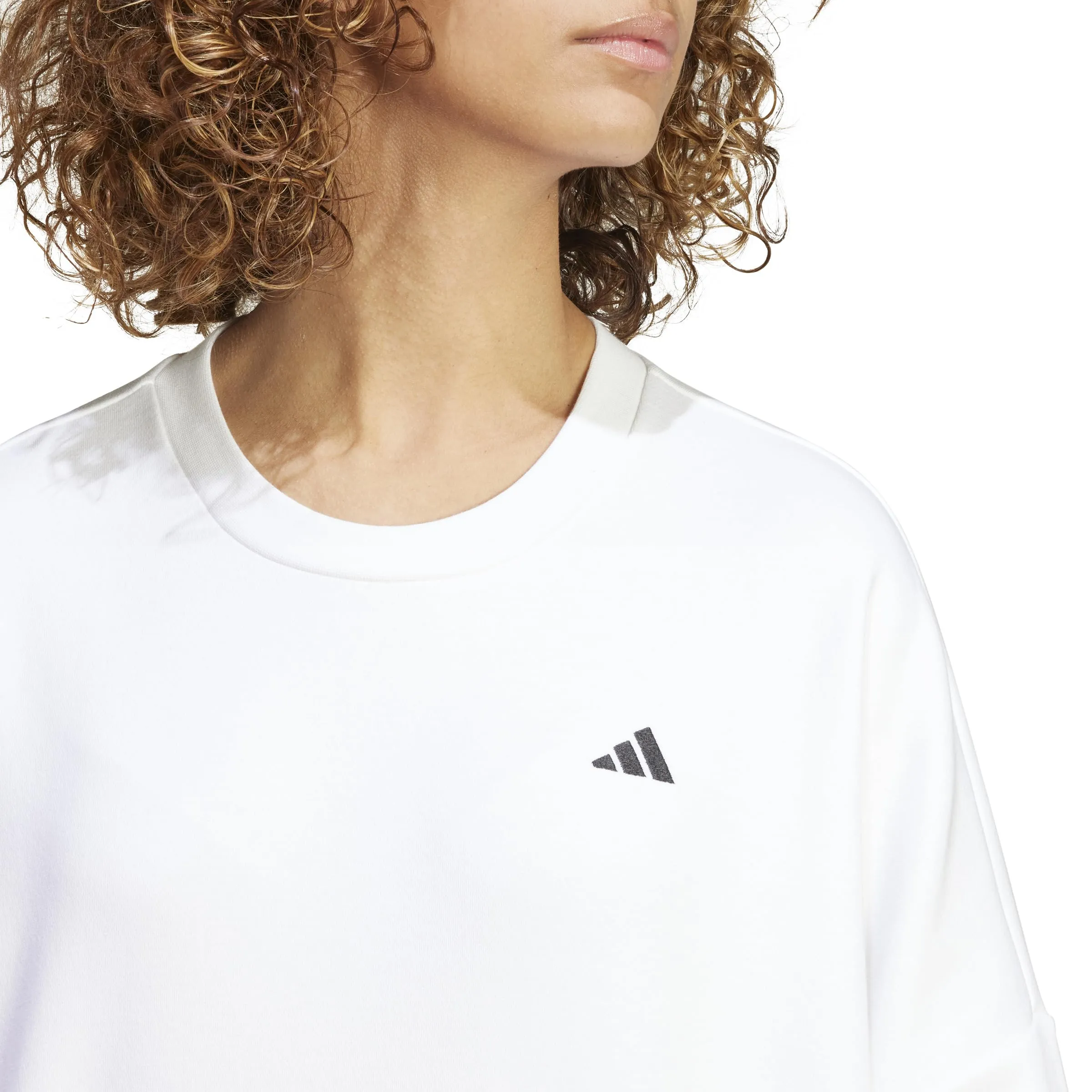 Adidas Donna Essentials Small Logo Feel Cozy Sweatshirt, White/Black, M - immagine 3