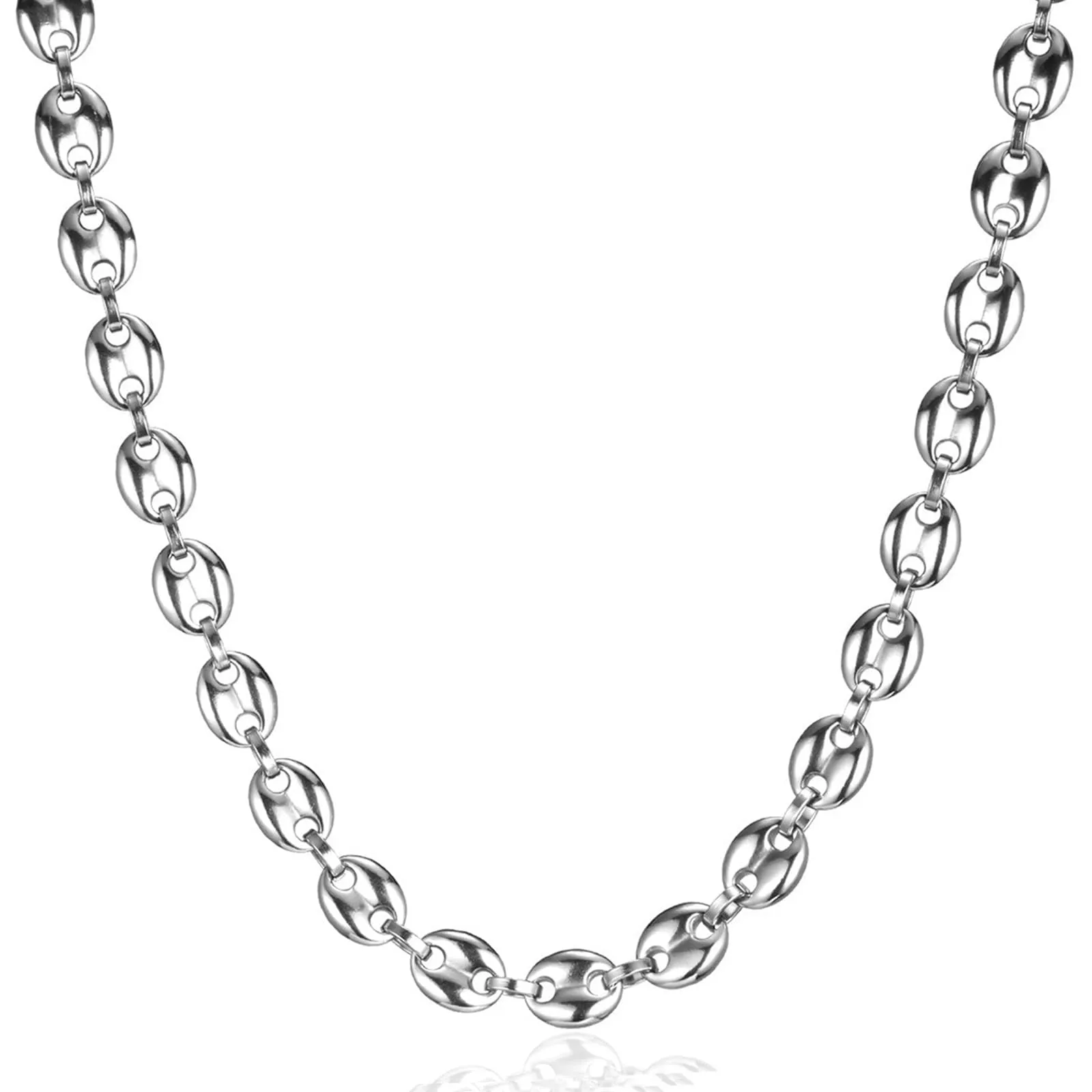 LOCCY Collana Uomo, Catena a Chicchi di Caffè in Acciaio Inossidabile con Catena a Chicchi di Caffè per Uomo Ragazzo (Argento-7mm, 51.00) - immagine 1