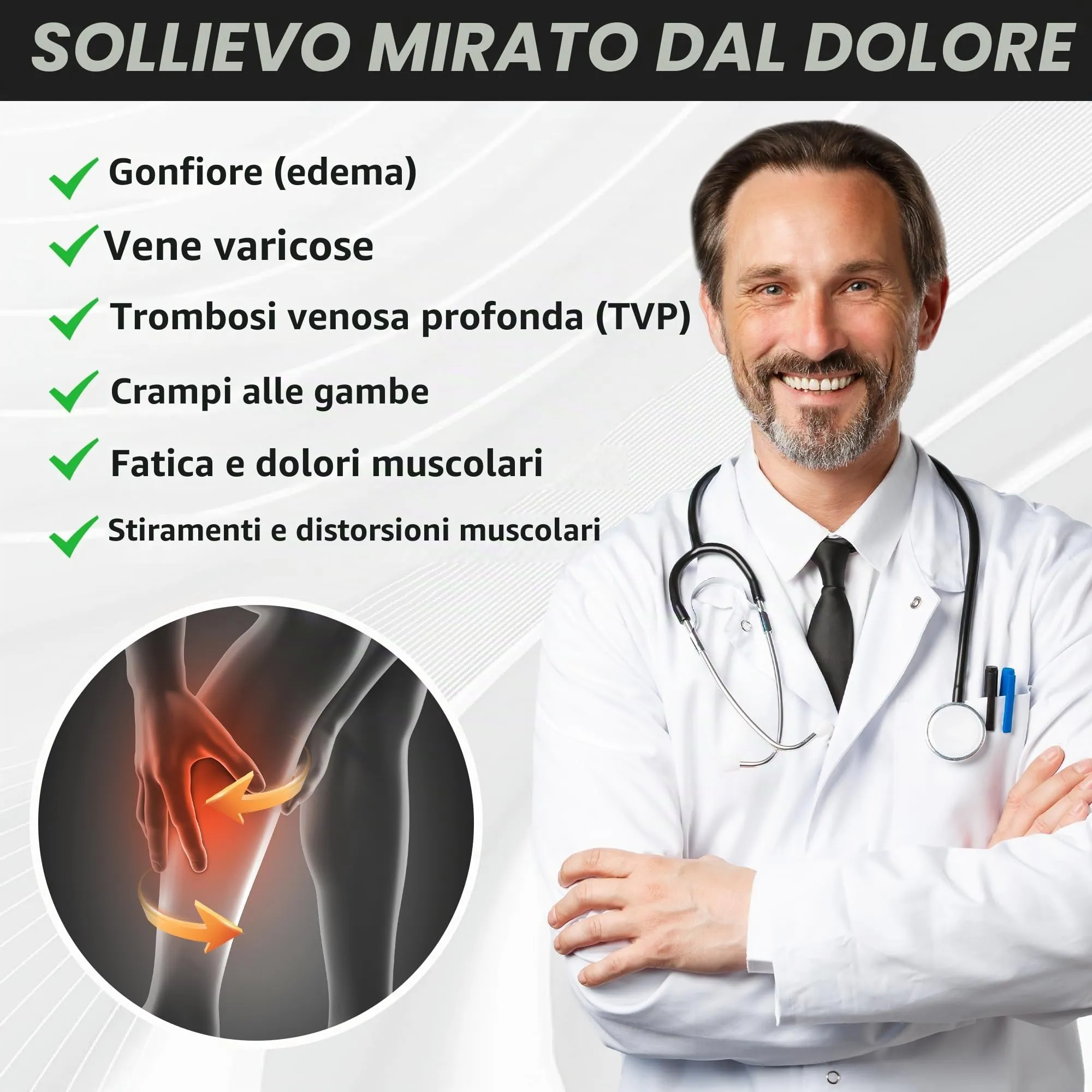 CAMBIVO Calze Compressione Graduata Donna Uomo 2Paia, Gambaletti Compressione Graduata 15-20 mmHg, Calze Elastiche a Compressione Antitrombo, Calzini Lunghe per Vene Varicose, Aereo, Sportive, Corsa - immagine 6