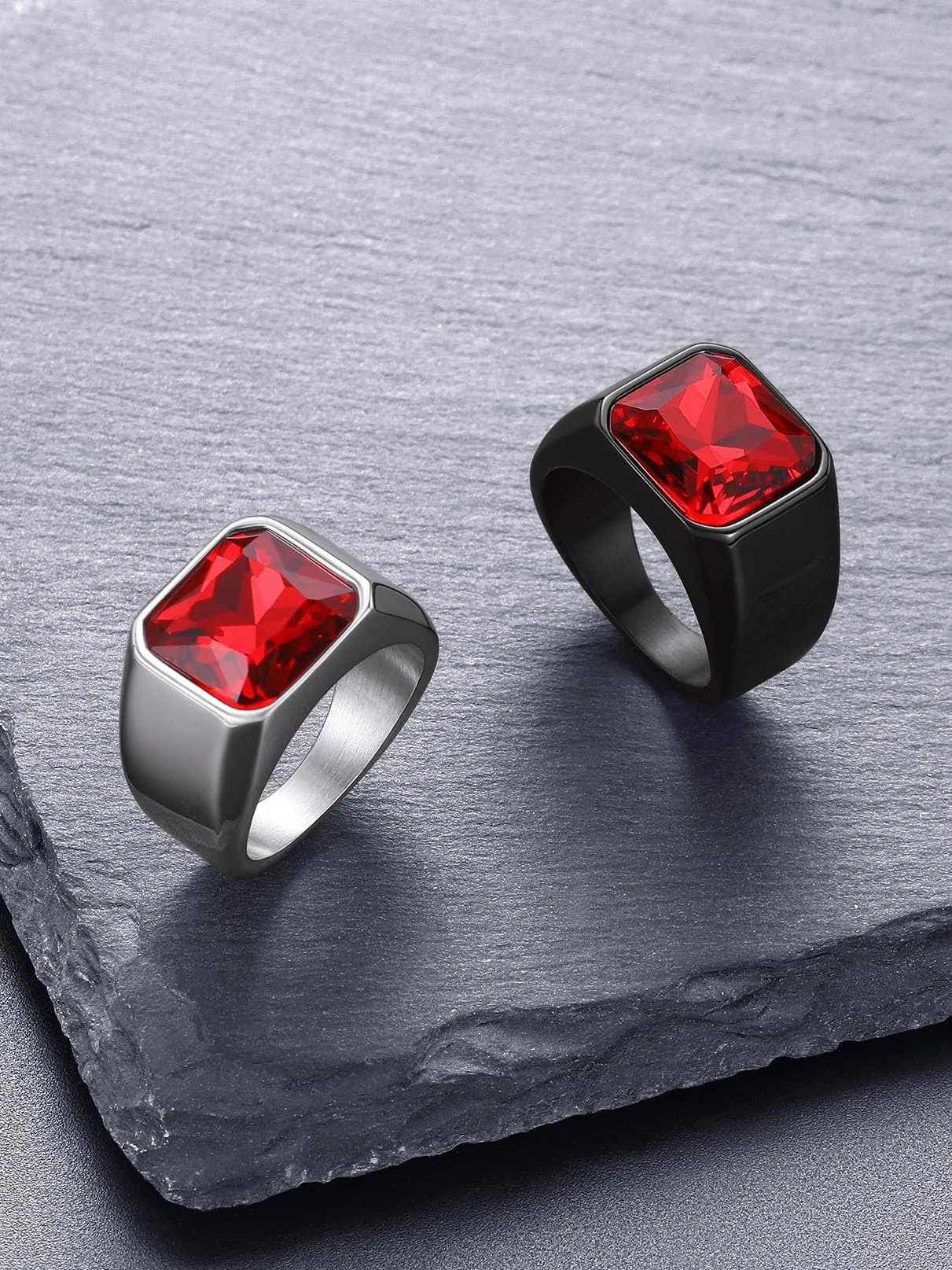Bandmax Anello Uomo Donna in Acciaio Inossidabile, Anello Argento Uomo con Pietra Rubino, Anello Misura 14.5 Circonferenza 54.4mm, Confezione Regalo - immagine 9