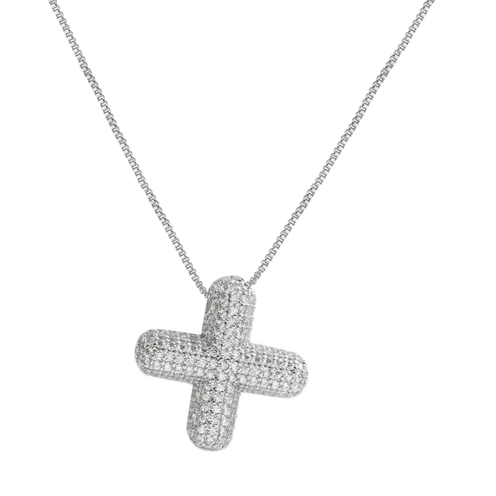 RWQIAN Bubble Initial Letter Chain Argento Delle Donne Balloon Sparkling Zirconia Lettera Pendente Collana Alfabeto X Gioielli Regali delle Donne - immagine 1