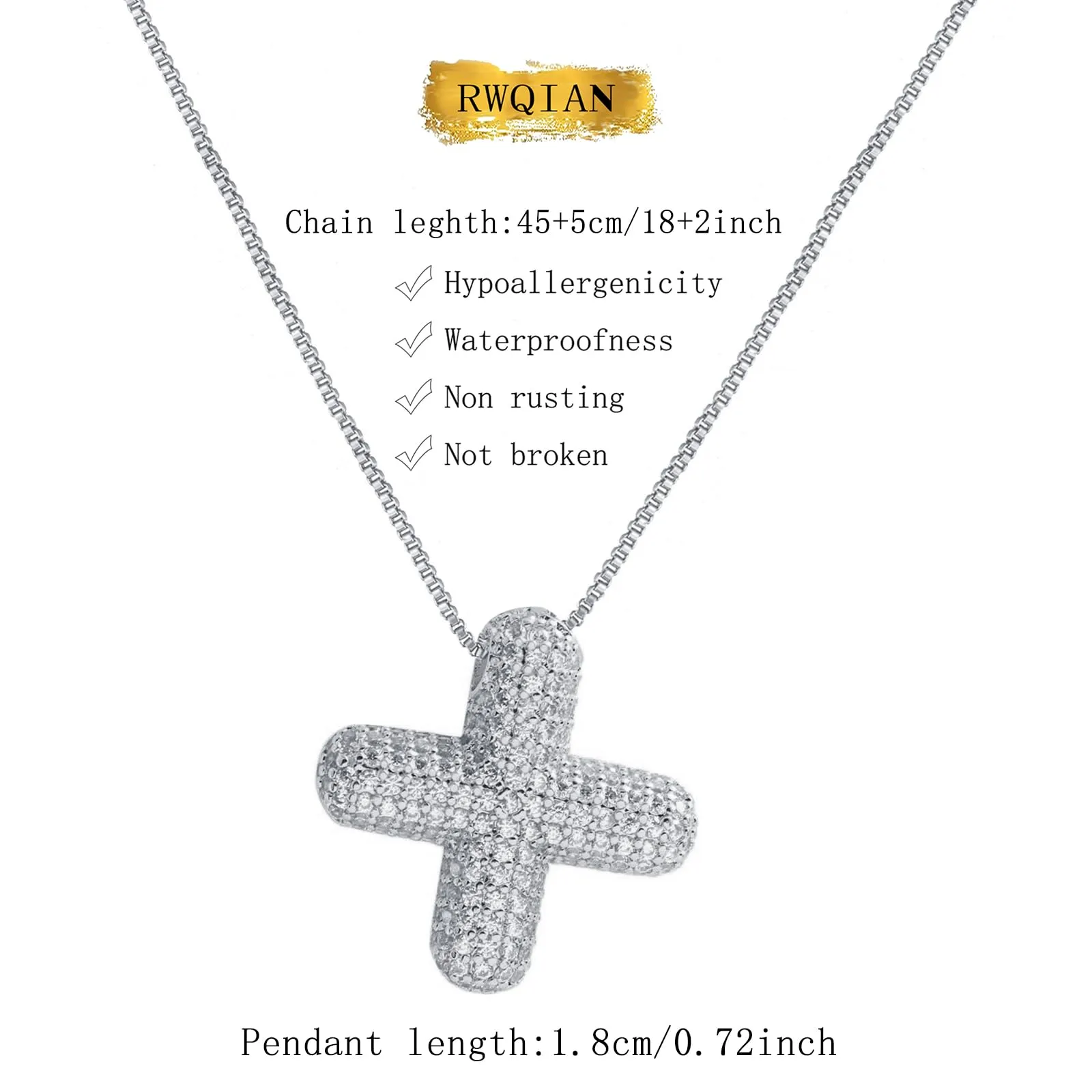 RWQIAN Bubble Initial Letter Chain Argento Delle Donne Balloon Sparkling Zirconia Lettera Pendente Collana Alfabeto X Gioielli Regali delle Donne - immagine 2