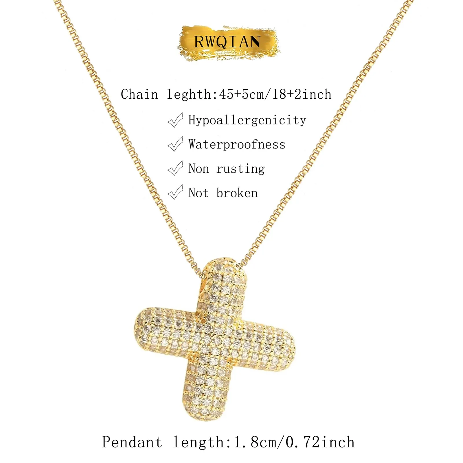 RWQIAN Bubble Initial Letter Chain Oro Delle Donne Balloon Sparkling Zirconia Lettera Pendente Collana Alfabeto X Gioielli Regali delle Donne - immagine 2