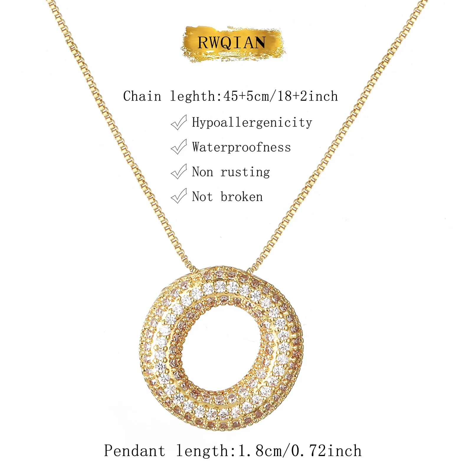 RWQIAN Bubble Initial Letter Chain Oro Delle Donne Balloon Sparkling Zirconia Lettera Pendente Collana Alfabeto O Gioielli Regali delle Donne - immagine 2