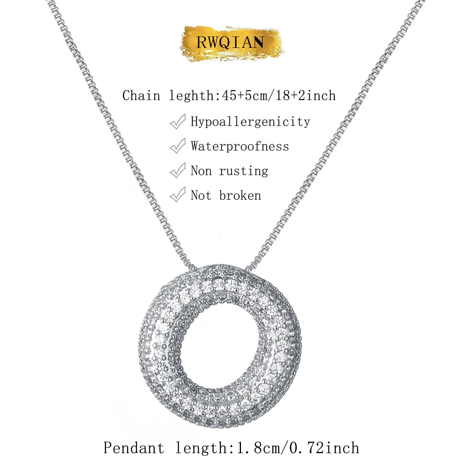 RWQIAN Bubble Initial Letter Chain Argento Delle Donne Balloon Sparkling Zirconia Lettera Pendente Collana Alfabeto O Gioielli Regali delle Donne - immagine 2