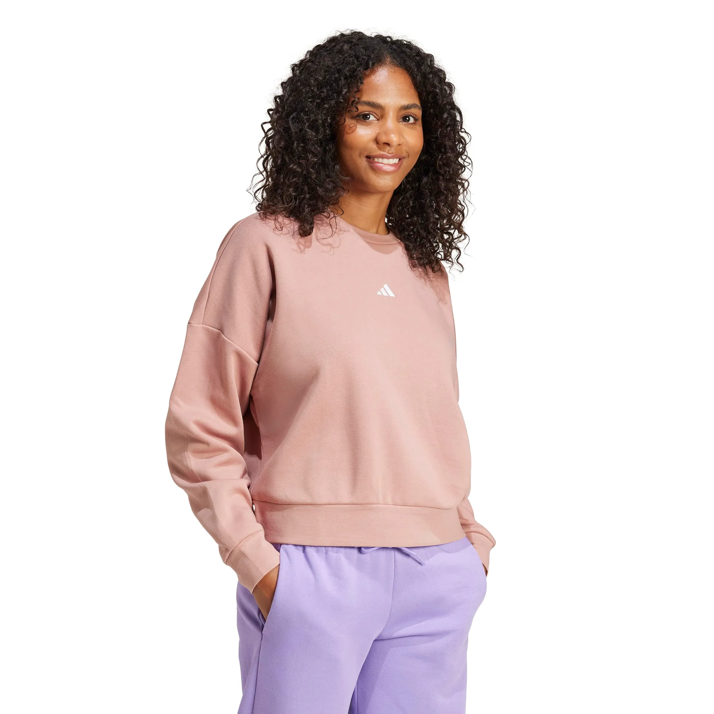 Adidas Felpa da Donna Essentials Small Logo Feel Cozy, Tono Caldo/Bianco, M - immagine 2