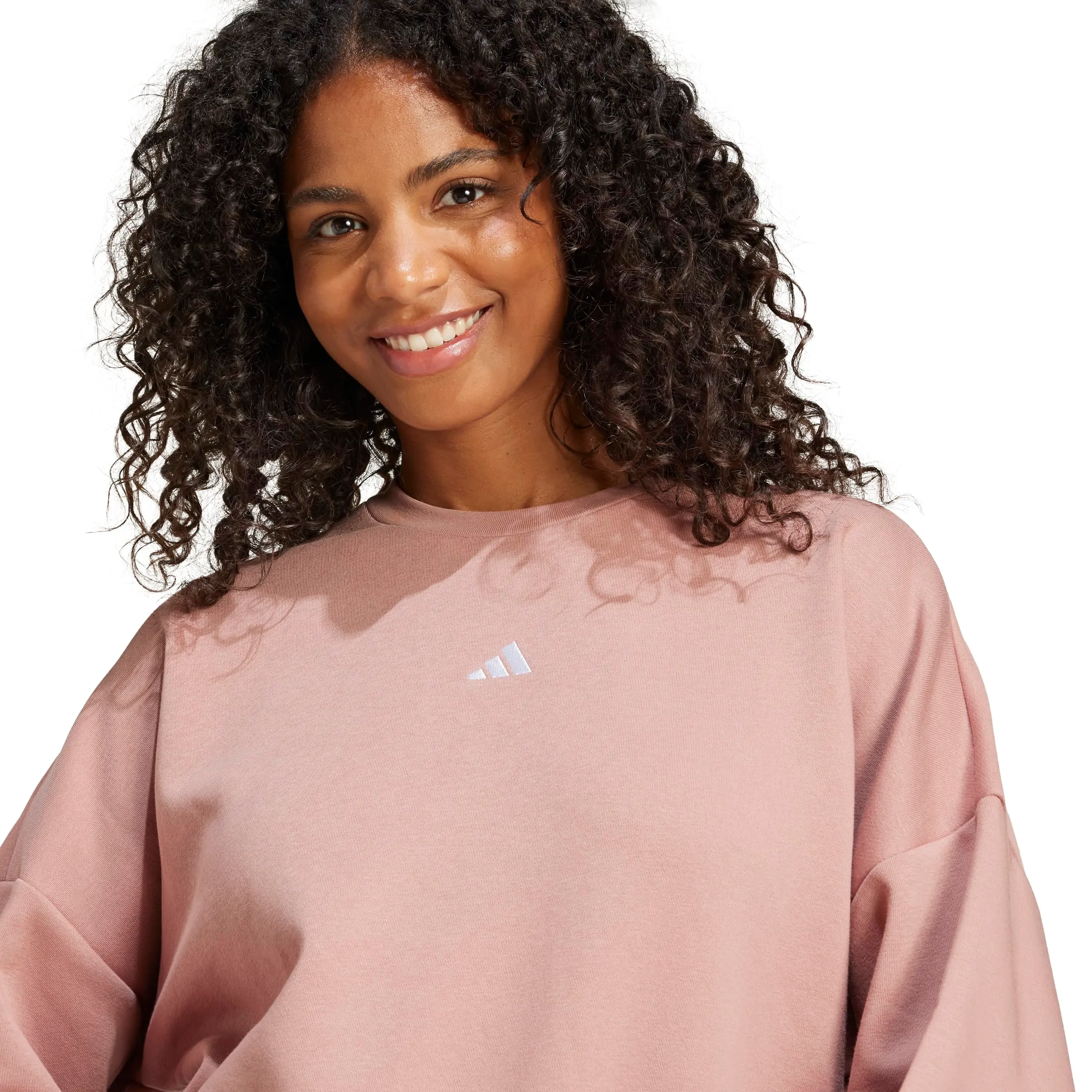 Adidas Felpa da Donna Essentials Small Logo Feel Cozy, Tono Caldo/Bianco, M - immagine 4