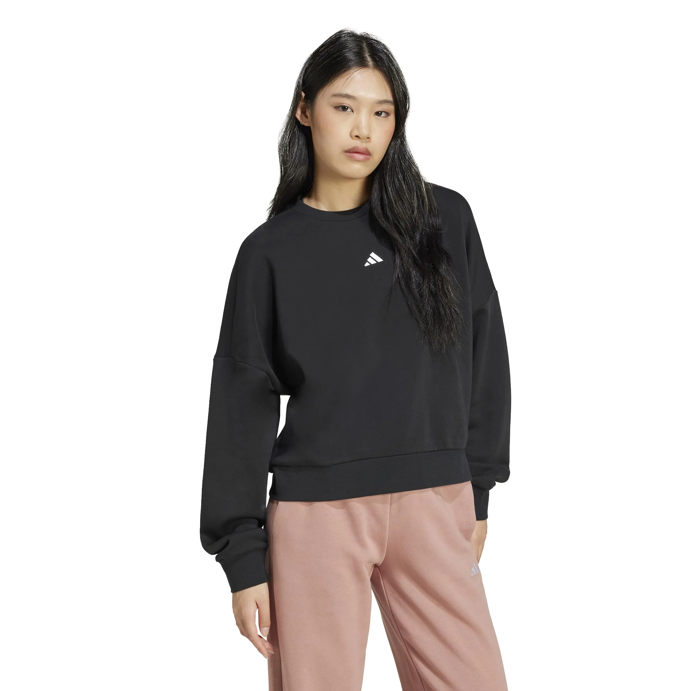 Adidas Felpa da Donna Essentials Small Logo Feel Cozy, Nero/Bianco., S - immagine 3