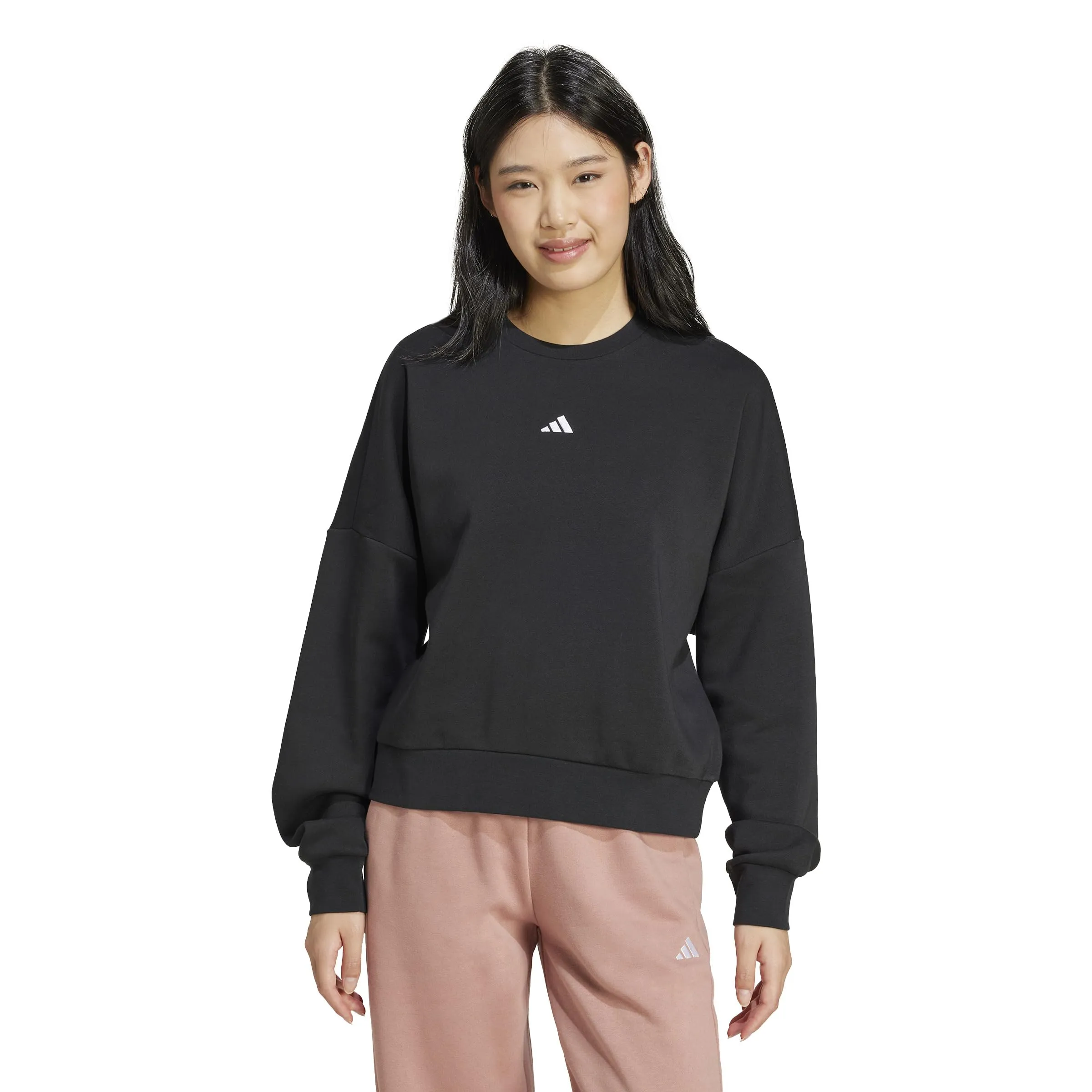 Adidas Felpa da Donna Essentials Small Logo Feel Cozy, Nero/Bianco., L - immagine 1