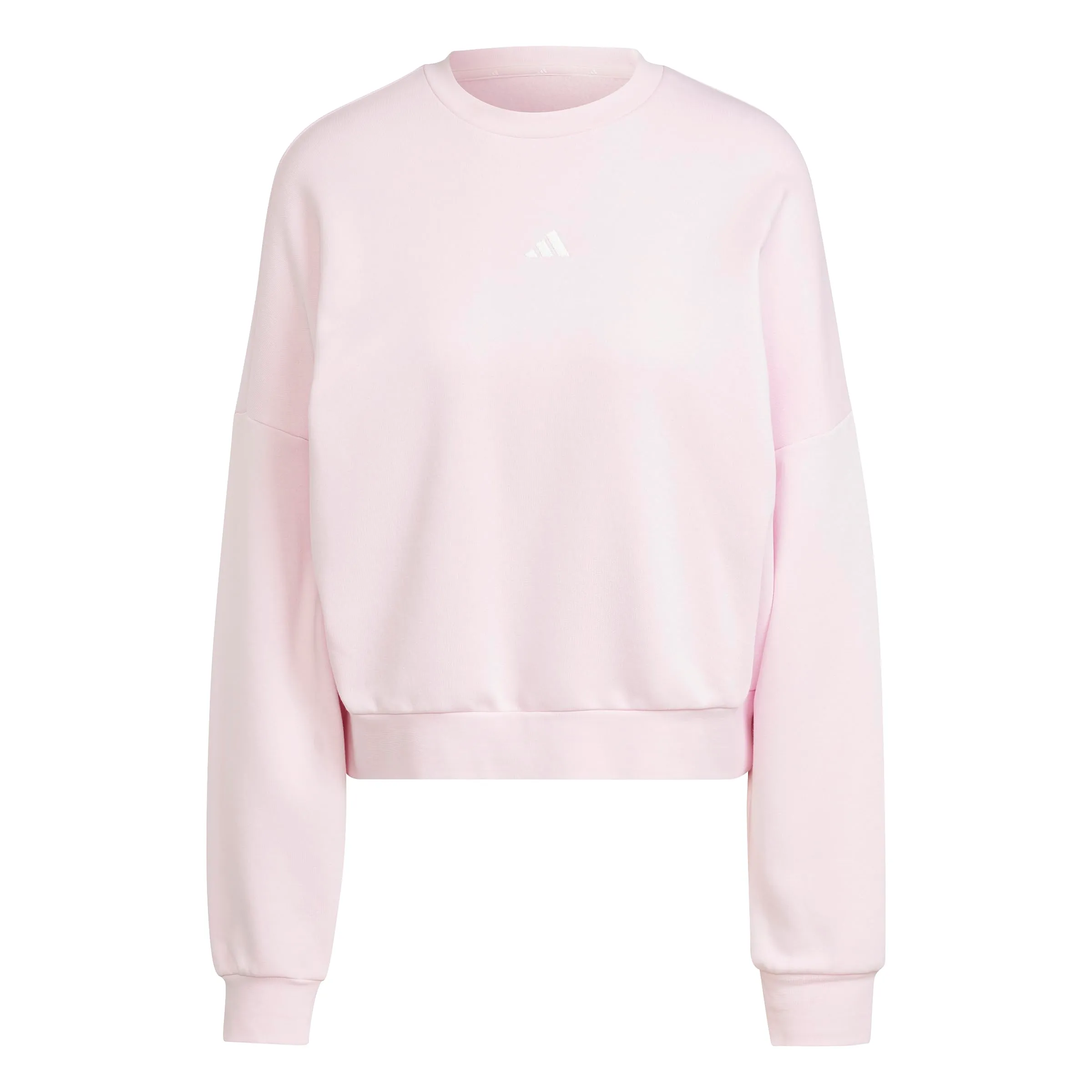 Adidas Essentials Small Logo Feel Cozy - Felpa da Donna, Rosa Trasparente/Bianco, M - immagine 2