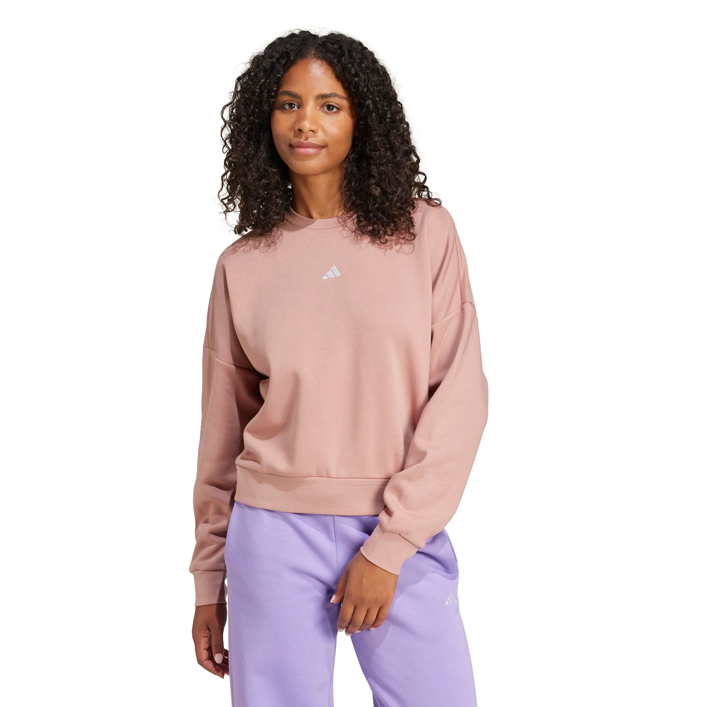Adidas Felpa da Donna Essentials Small Logo Feel Cozy, Tono Caldo/Bianco, XXL - immagine 1