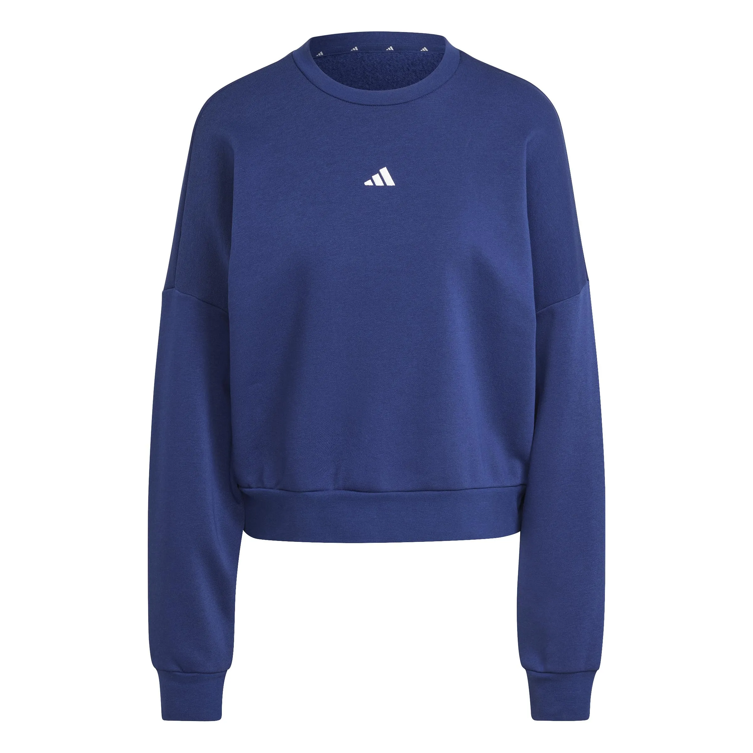Adidas Felpa da Donna Essentials Small Logo Feel Cozy, Blu Scuro/Bianco, XXS - immagine 2