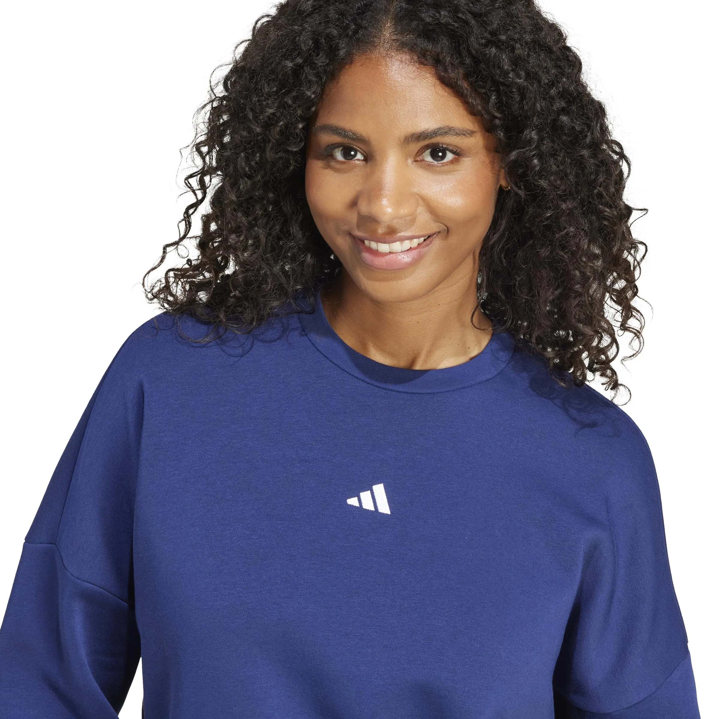 Adidas Felpa da Donna Essentials Small Logo Feel Cozy, Blu Scuro/Bianco, XXS - immagine 6