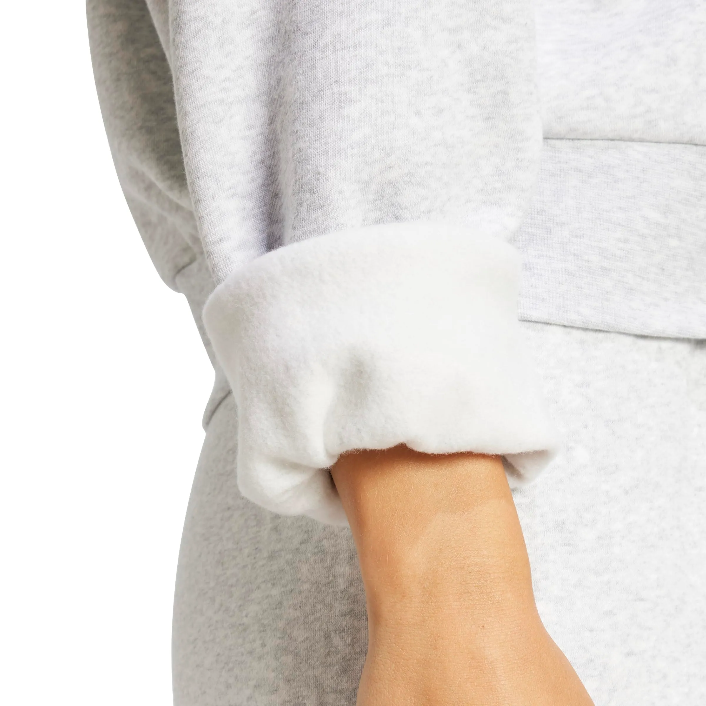 Adidas Felpa da Donna Essentials Small Logo Feel Cozy, Grigio Chiaro Melange/Bianco, XXL - immagine 4