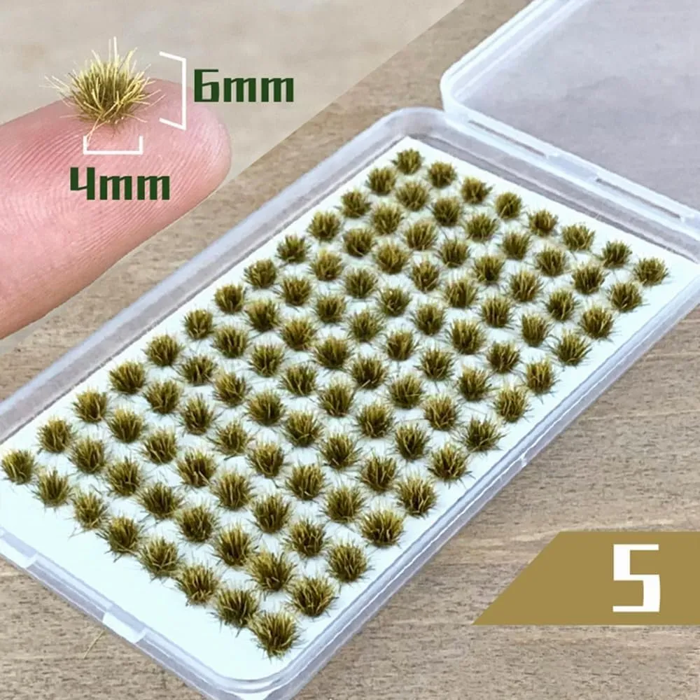 RXKFIGX 120 PCS Ciuffi d'erba Modello di terreno a mini ciuffi Modello di ciuffo Erba statica Kit erba resina statica scenario modello Per la decorazione del terreno Treno e paesaggio ferroviario - immagine 6