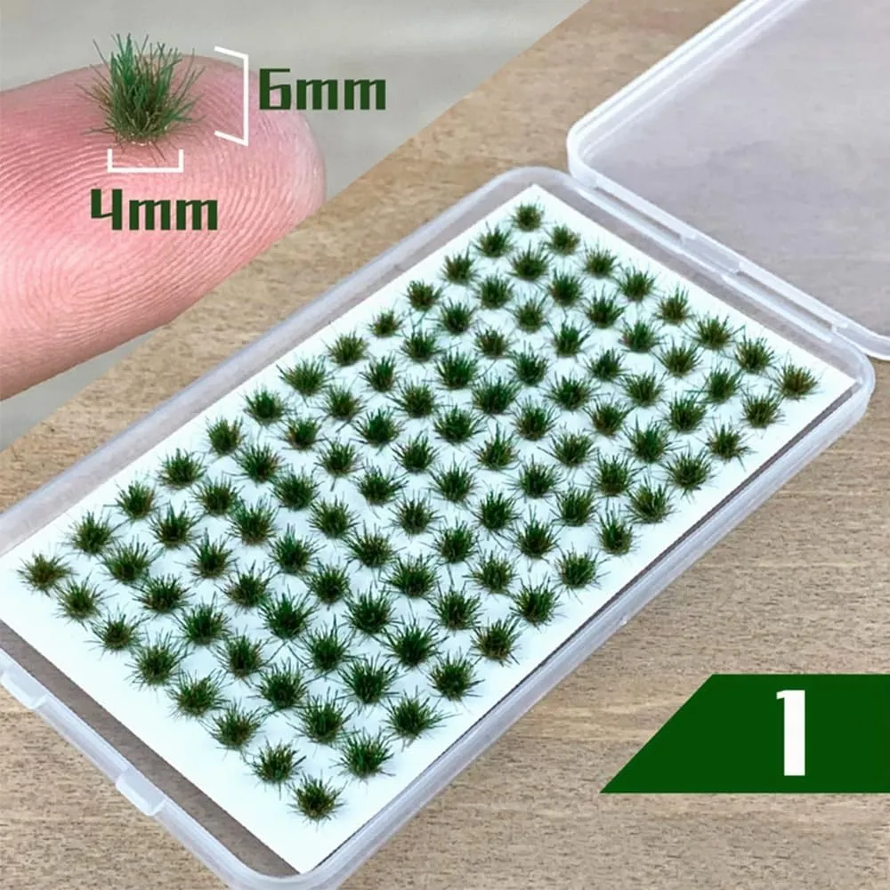 RXKFIGX 120 PCS Ciuffi d'erba Modello di terreno a mini ciuffi Modello di ciuffo Erba statica Kit erba resina statica scenario modello Per la decorazione del terreno Treno e paesaggio ferroviario - immagine 6
