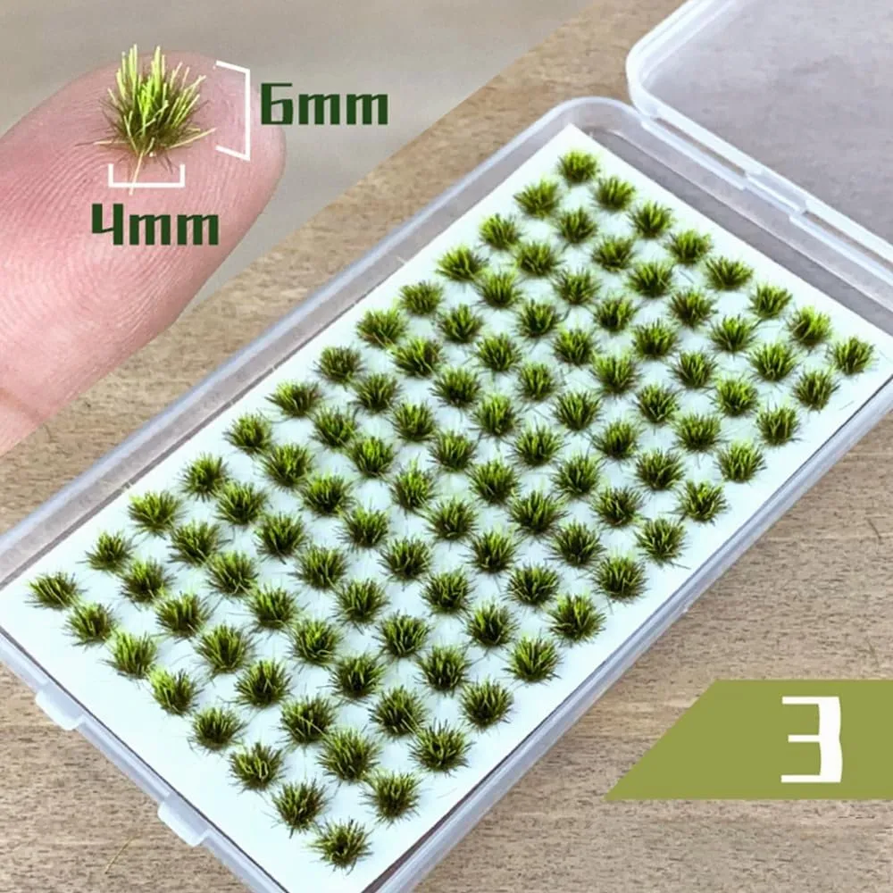 RXKFIGX 120 PCS Ciuffi d'erba Modello di terreno a mini ciuffi Modello di ciuffo Erba statica Kit erba resina statica scenario modello Per la decorazione del terreno Treno e paesaggio ferroviario - immagine 7