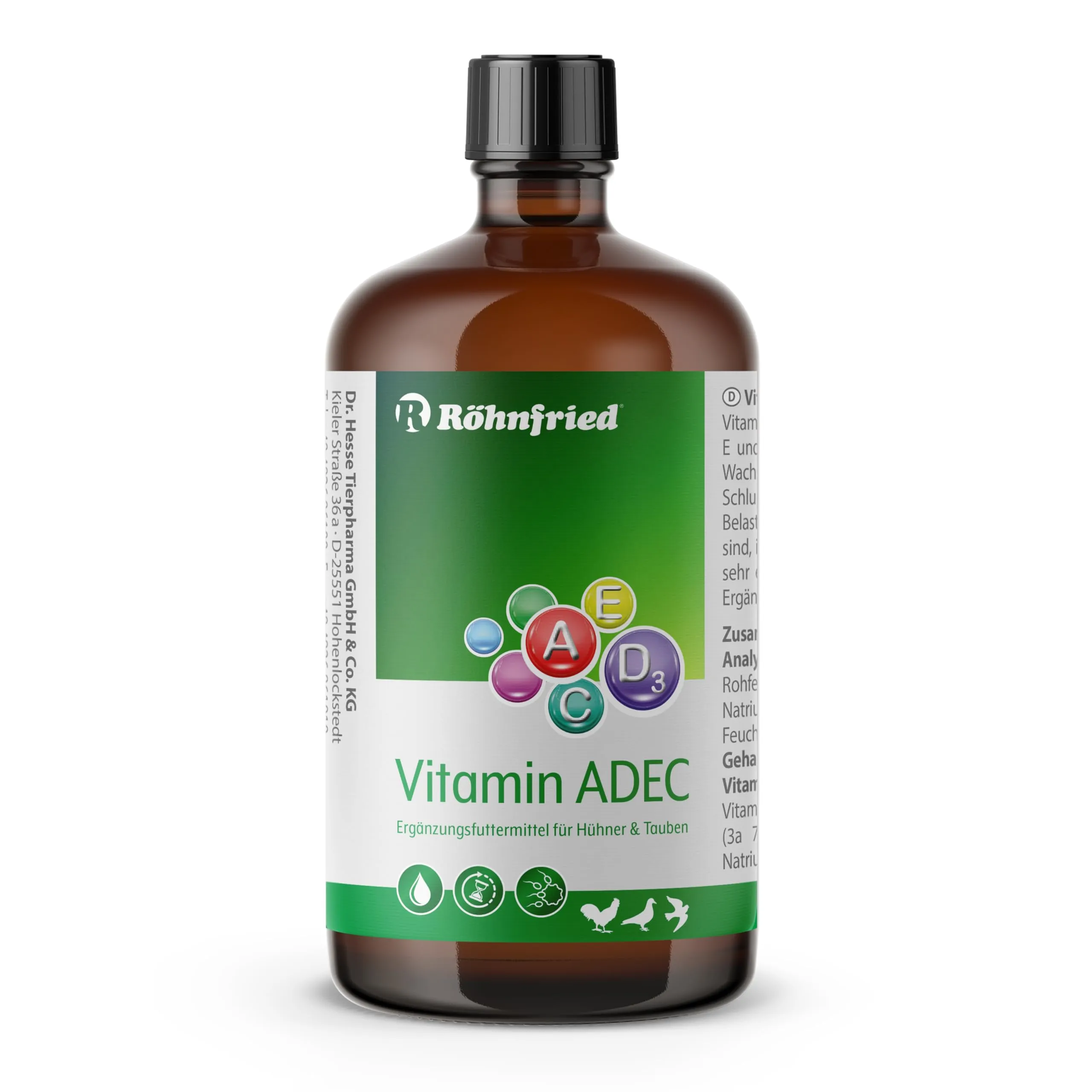 roehn Fried Vitamina adec Vitamina Concentrato (100 ML) per polli, Bovino, Maiale & Pollame, Liquido complemento mangime per Crescita & Deposizione Potenza - immagine 1