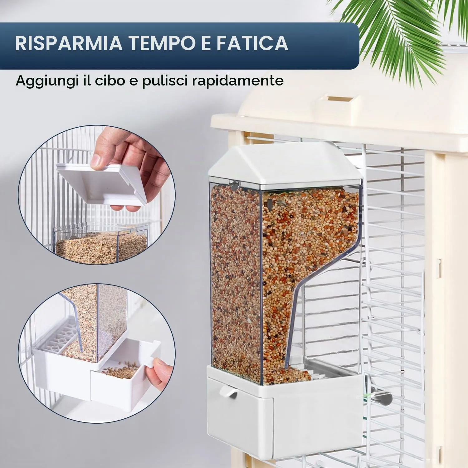 Mangiatoia per Uccelli Automatica, Trasparente Uccelli Alimentatore Acrilico Contenitore per Mangime Mangiatoia per Pappagalli Canarini Parrocchetti, 1 Pezzi - immagine 3