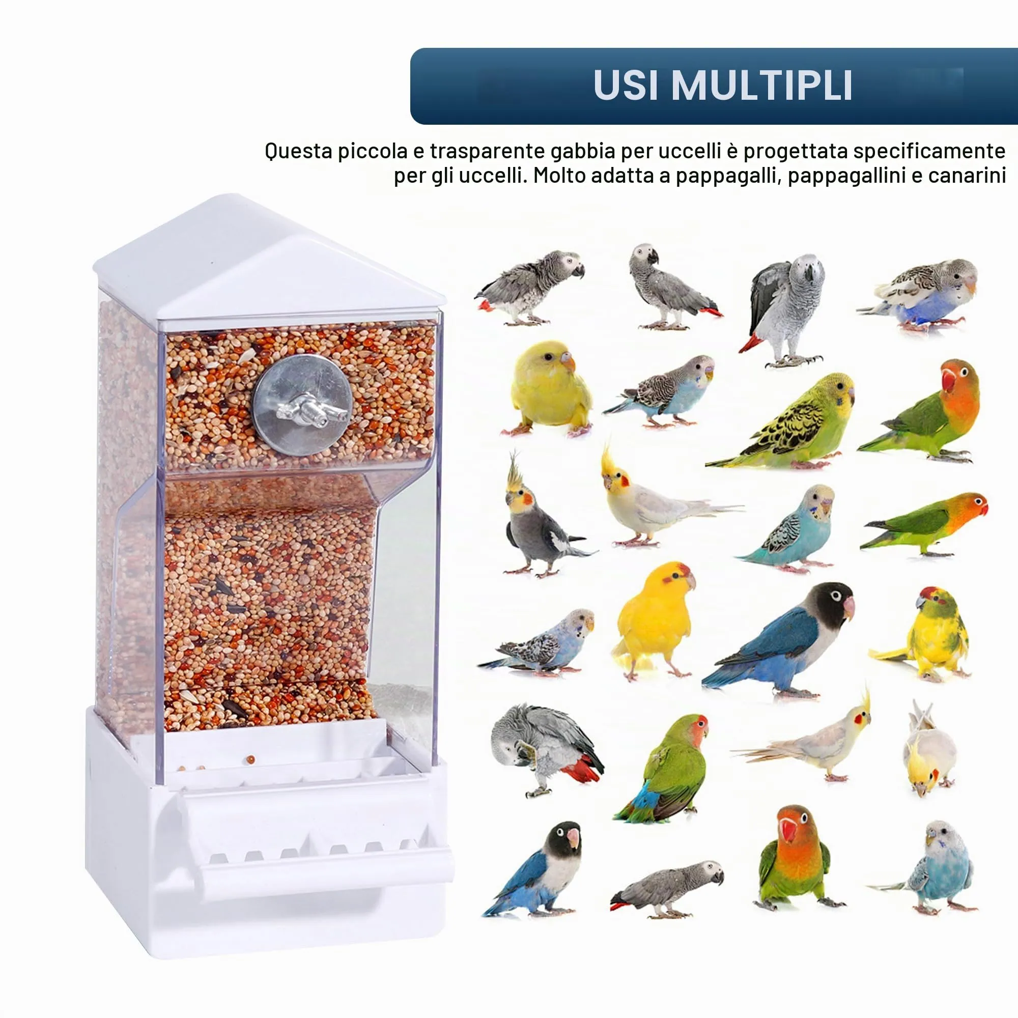 Mangiatoia per Uccelli Automatica, Trasparente Uccelli Alimentatore Acrilico Contenitore per Mangime Mangiatoia per Pappagalli Canarini Parrocchetti, 1 Pezzi - immagine 7