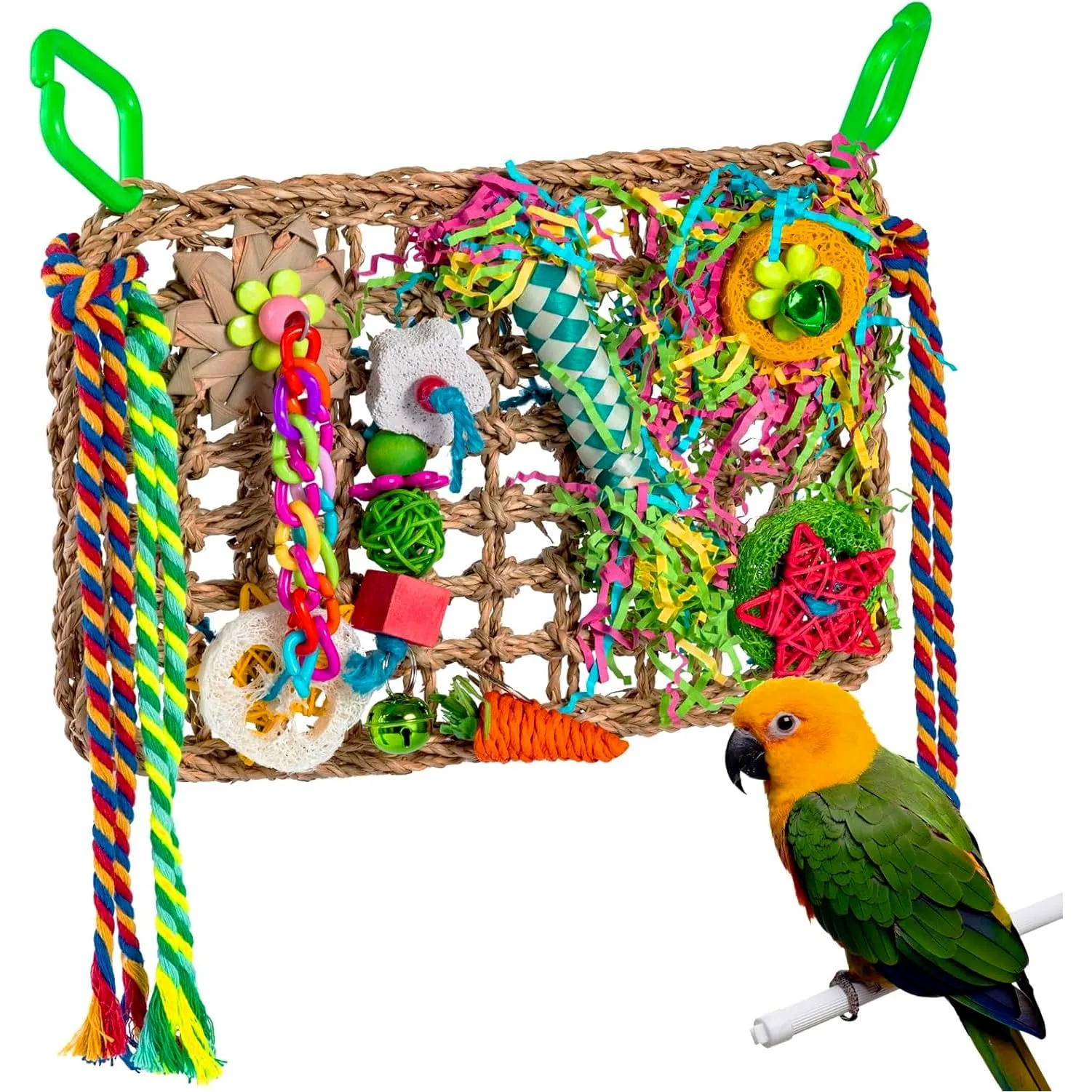 Giochi per Pappagalli, Giochi Pappagallo, giocattolo da masticare colorato, naturale, sicuro, per tutti i pappagalli e gli uccelli (rosso) - immagine 1
