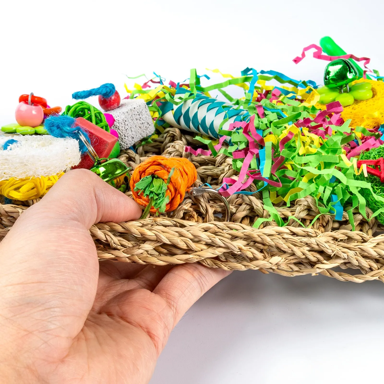 Giochi per Pappagalli, Giochi Pappagallo, giocattolo da masticare colorato, naturale, sicuro, per tutti i pappagalli e gli uccelli (rosso) - immagine 6