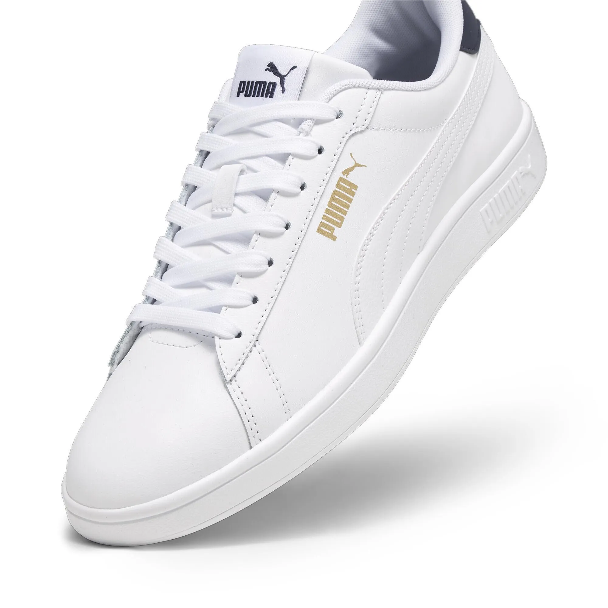 PUMA Smash 3.0 L, Scarpe da ginnastica Unisex-Adulto, Bianco (PUMA White-PUMA Navy-PUMA Gold), 37 EU - immagine 9