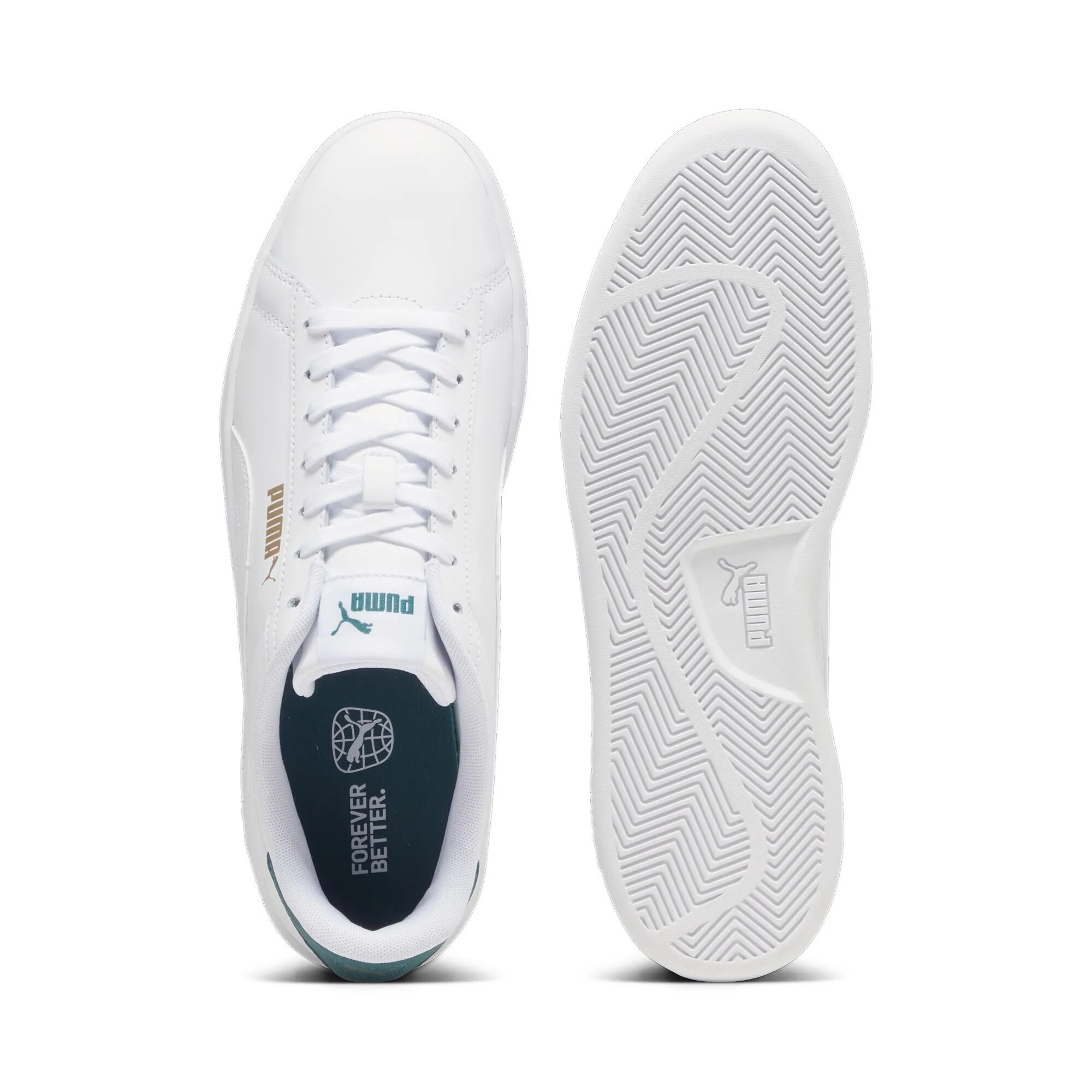 PUMA Smash 3.0 L, Scarpe da ginnastica Unisex-Adulto, Bianco (PUMA White-Malachite-PUMA Gold), 37 EU - immagine 7