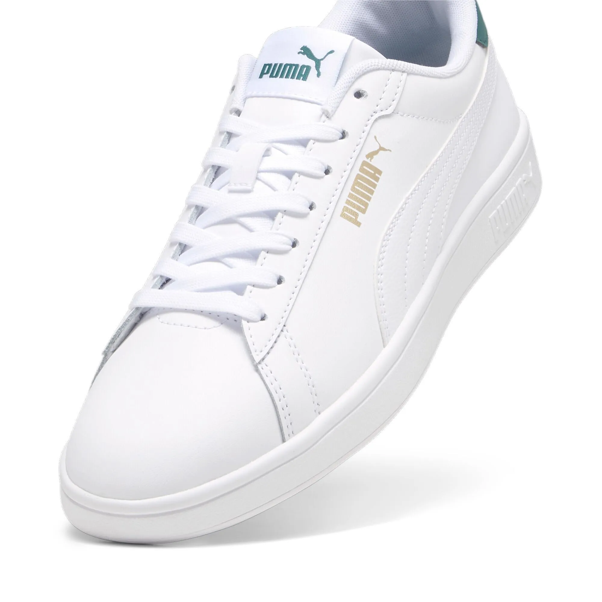 PUMA Smash 3.0 L, Scarpe da ginnastica Unisex-Adulto, Bianco (PUMA White-Malachite-PUMA Gold), 44 EU - immagine 9