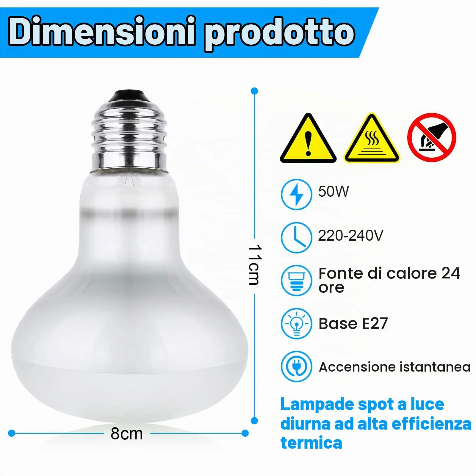 vsshe Lampada Calore per Rettili, 2 Pezzi 50W UVA Lampada Riscaldante Tartarughe, Lampadina riscaldante E27 per rettili, Lampadas Riscaldantes per Rettilis, per Tartaruga Serpente Lucertola Cacatua - immagine 2