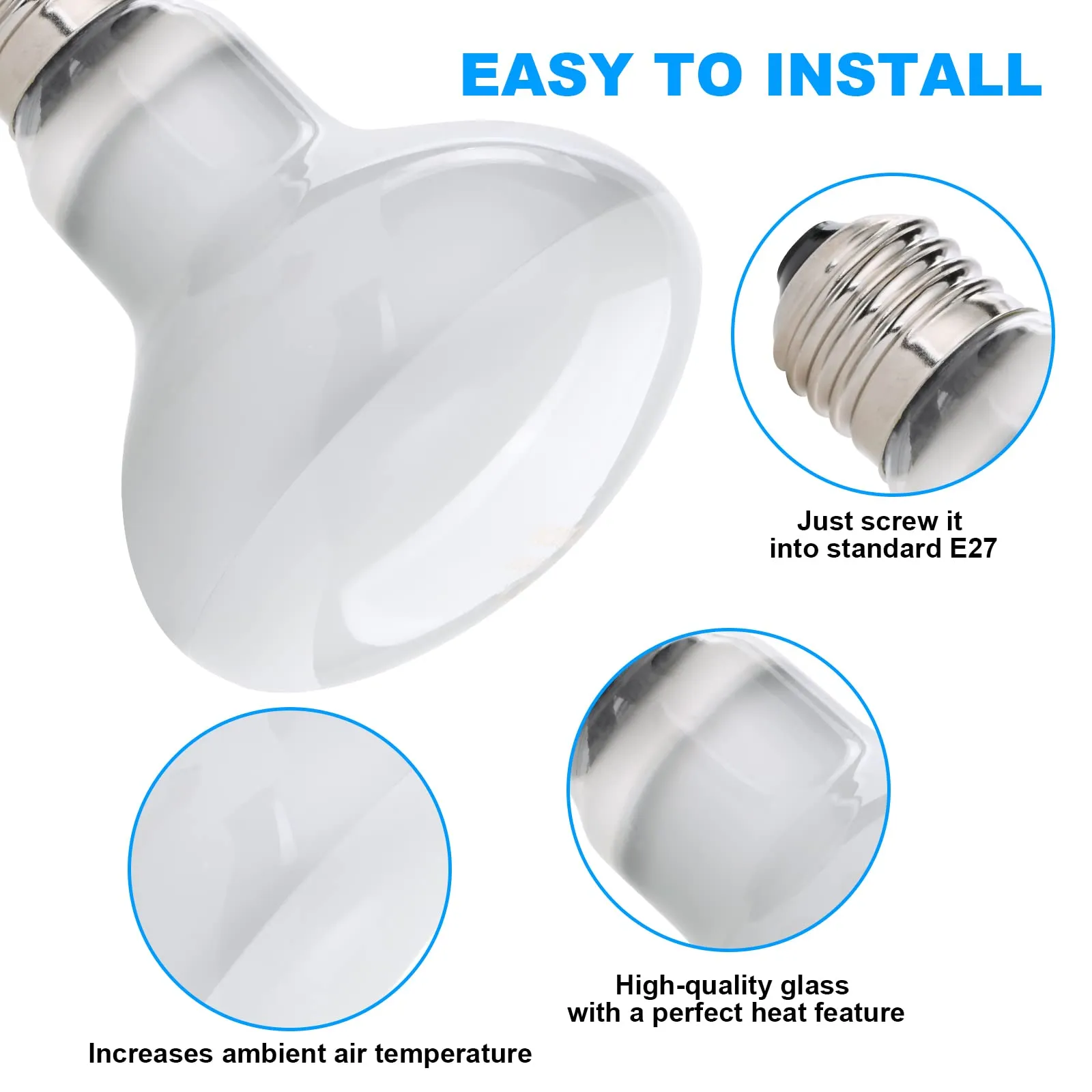 vsshe Lampada Calore per Rettili, 2 Pezzi 50W UVA Lampada Riscaldante Tartarughe, Lampadina riscaldante E27 per rettili, Lampadas Riscaldantes per Rettilis, per Tartaruga Serpente Lucertola Cacatua - immagine 4
