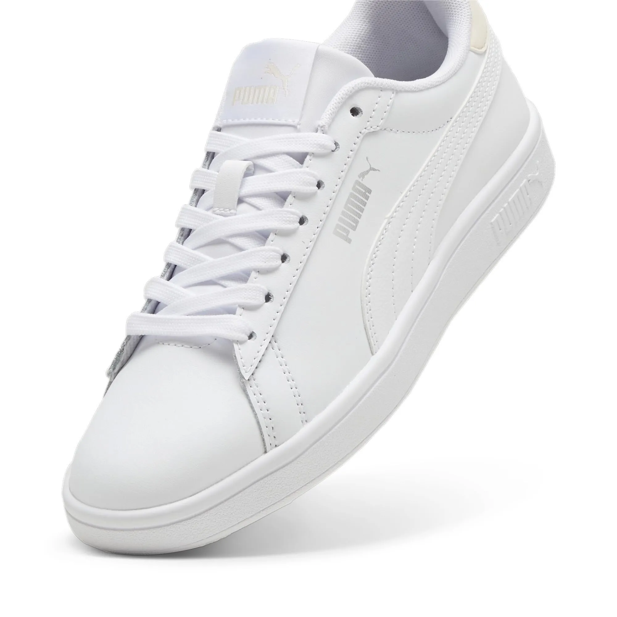 PUMA Unisex Smash 3.0 L Scarpe da ginnastica, Puma White Rosebay Puma Silver, 39 EU - immagine 7