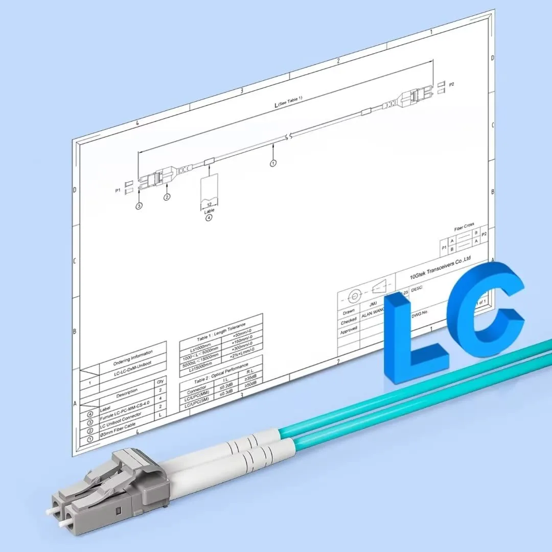 10Gtek OM3 LC a LC Cavo Fibra Ottica 2-Meter, 50/125 Multimodale Duplex LSZH Fiber Optic Patch Cord per SFP, 10G SFP+, Media Converter - immagine 6