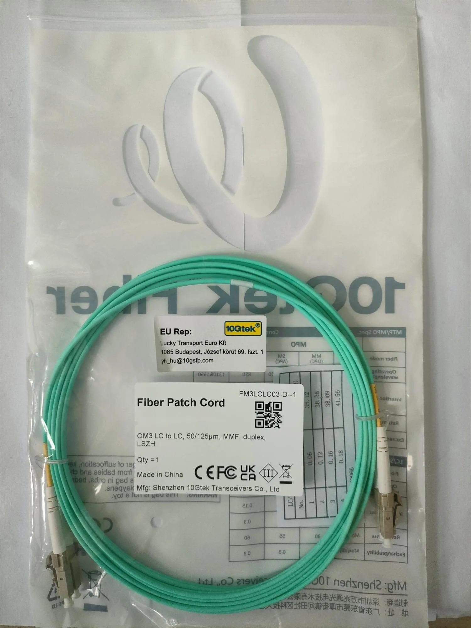 10Gtek OM3 LC a LC Cavo Fibra Ottica 2-Meter, 50/125 Multimodale Duplex LSZH Fiber Optic Patch Cord per SFP, 10G SFP+, Media Converter - immagine 7