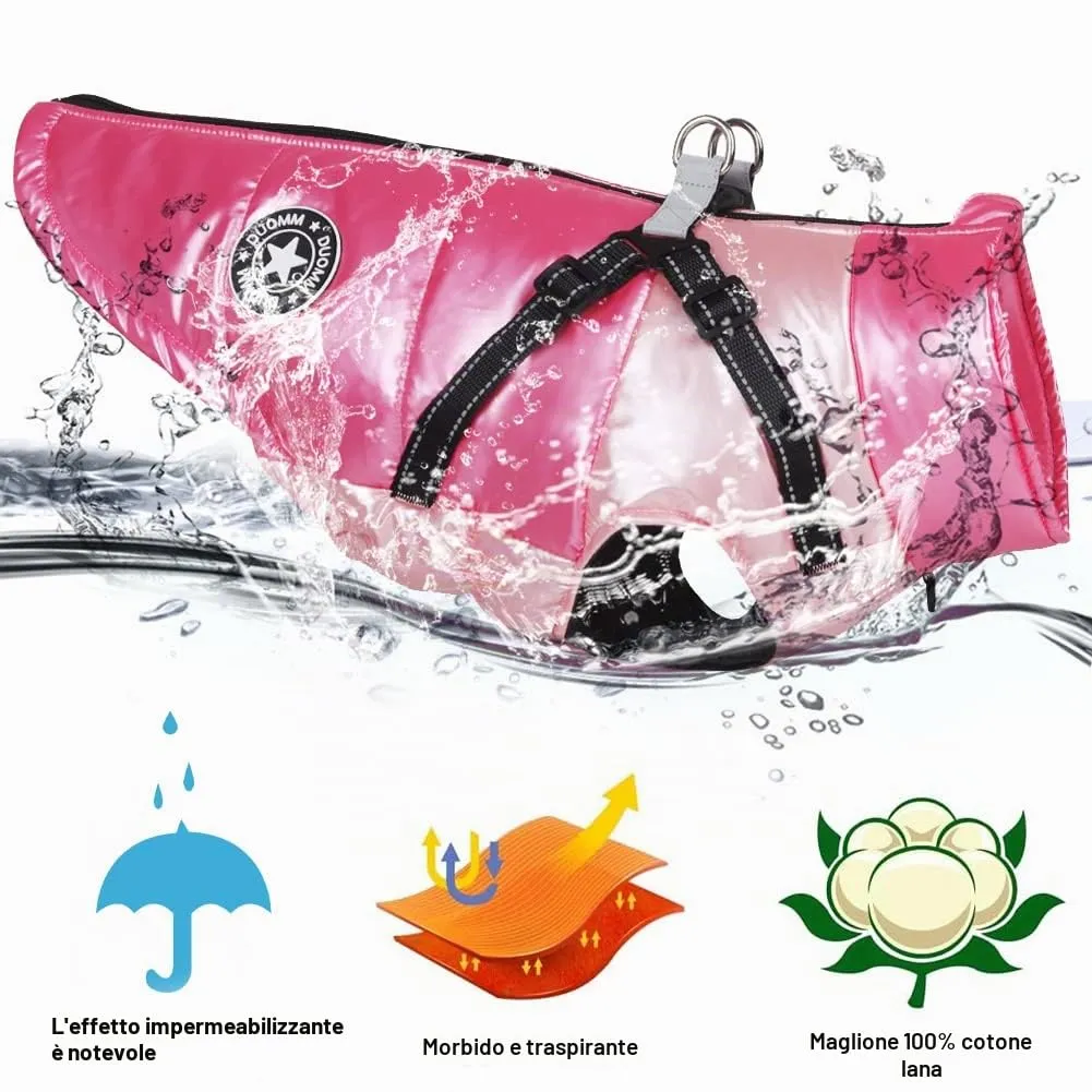 Cappotto Invernale per Cani, RosyFate Vestiti per Cani Piccoli, Giacca Cane Impermeabile, Gilet per Cani, Vestiti Caldi perr Animali Domestici, Antivento per Esterno (Rosa XL) - immagine 3
