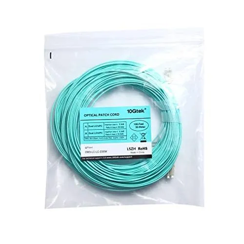 10Gtek [x2 pcs] OM3 LC a LC Cavo Fibra Ottica 30-Meter, 50/125 Multimodale Duplex LSZH Fiber Optic Patch Cord per SFP, 10G SFP+, Media Converter - immagine 7