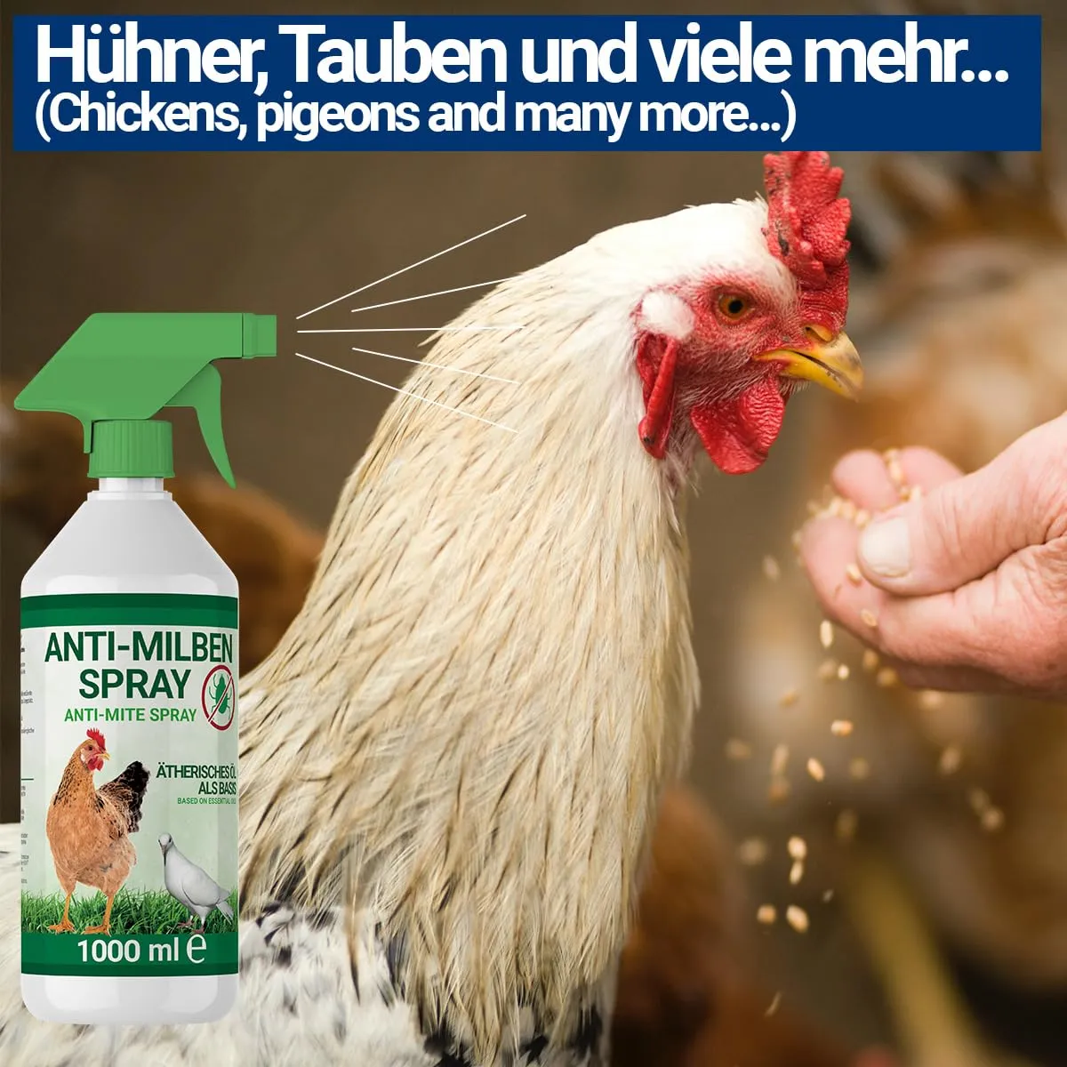 3 spray antiacari da 1000 ml per pollame come polli e uccelli, immediato e a lungo termine contro i parassiti, in caso di acute e prevenzione (3 x 1000 ml) - immagine 6