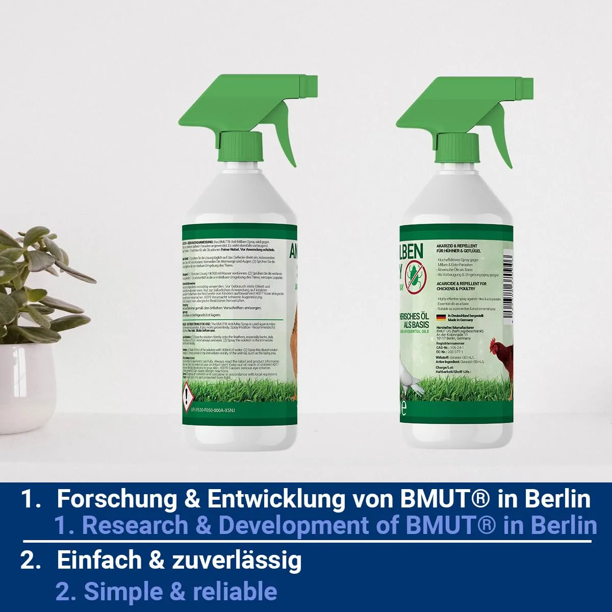 3 spray antiacari da 1000 ml per pollame come polli e uccelli, immediato e a lungo termine contro i parassiti, in caso di acute e prevenzione (3 x 1000 ml) - immagine 7