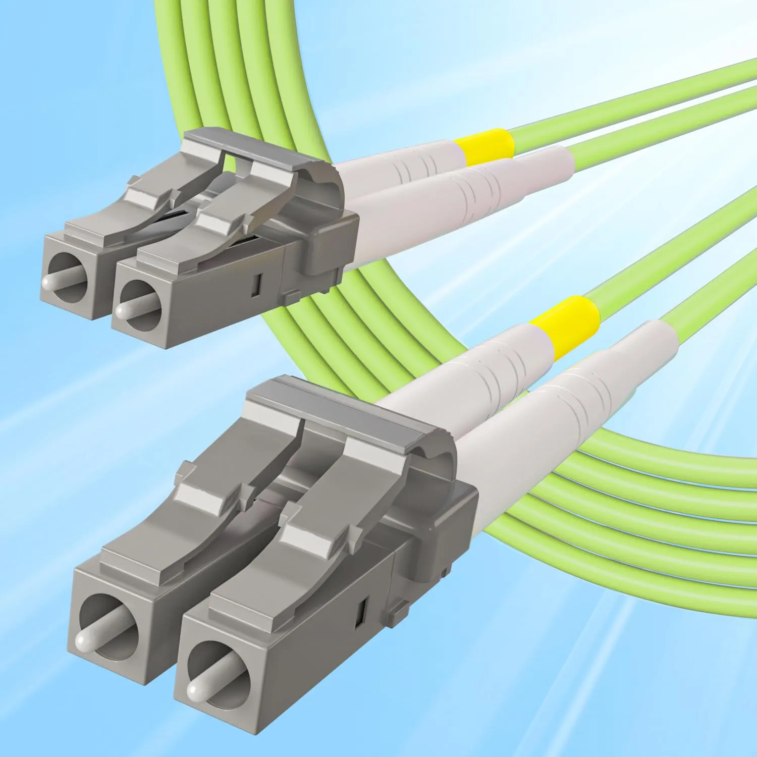 10Gtek LC to LC OM5 Fiber Patch Cable - 1G/10G/40G/100G Multi-Mode Jumper Duplex MMF 50/125μm LSZH Fiber Optic Cord, Green, 15-Meter(49.2-ft) - immagine 3