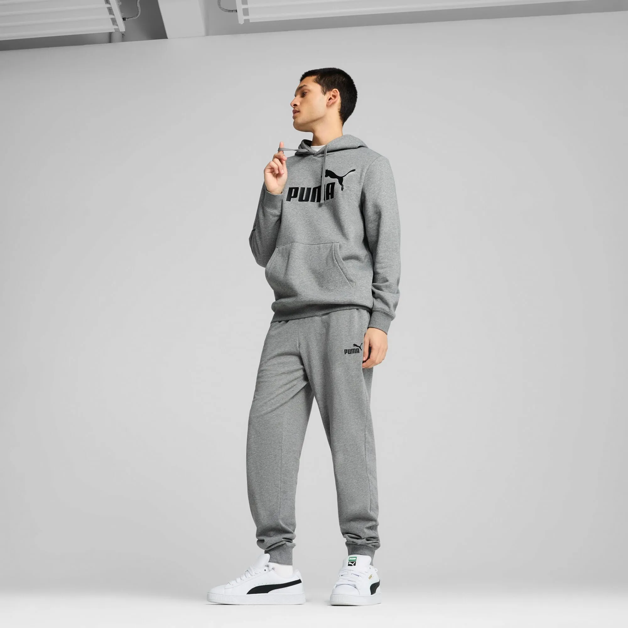 Puma Ess No. 1 Logo Hoodie FL, Felpe con Cappuccio Uomo, Medium Gray Heather, - immagine 3