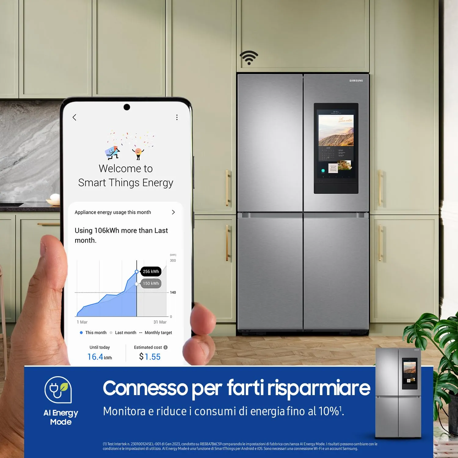 Samsung Frigorifero a 4 Porte Family Hub AI RF65DG9H0ESR/EF, Con AI Vision Inside, Wifi+AI Energy Mode, Beverage Center, Metal Back, 636 L, LxAxP: 91,2 x 183 x 72,3 cm, Inox Spazzolato - immagine 3
