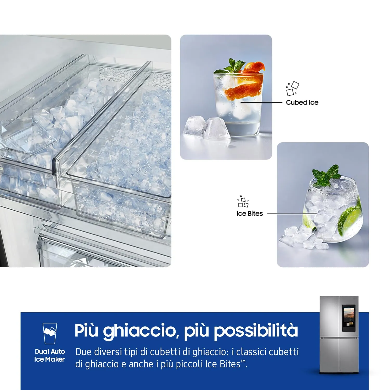 Samsung Frigorifero a 4 Porte Family Hub AI RF65DG9H0ESR/EF, Con AI Vision Inside, Wifi+AI Energy Mode, Beverage Center, Metal Back, 636 L, LxAxP: 91,2 x 183 x 72,3 cm, Inox Spazzolato - immagine 7