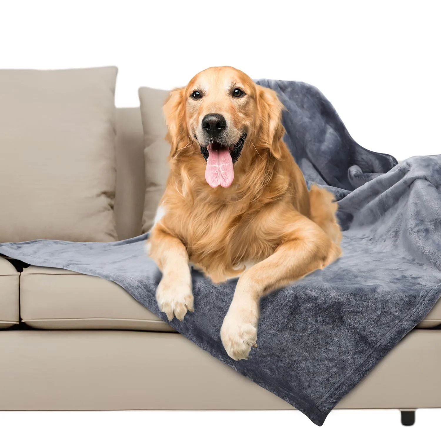 Nobleza Coperta Impermeabile per Cani, L 127 x 100cm Coperta Morbida e Soffice per Cane, Lavatrice, Reversibile Protettore per Divano, Grigio - immagine 9