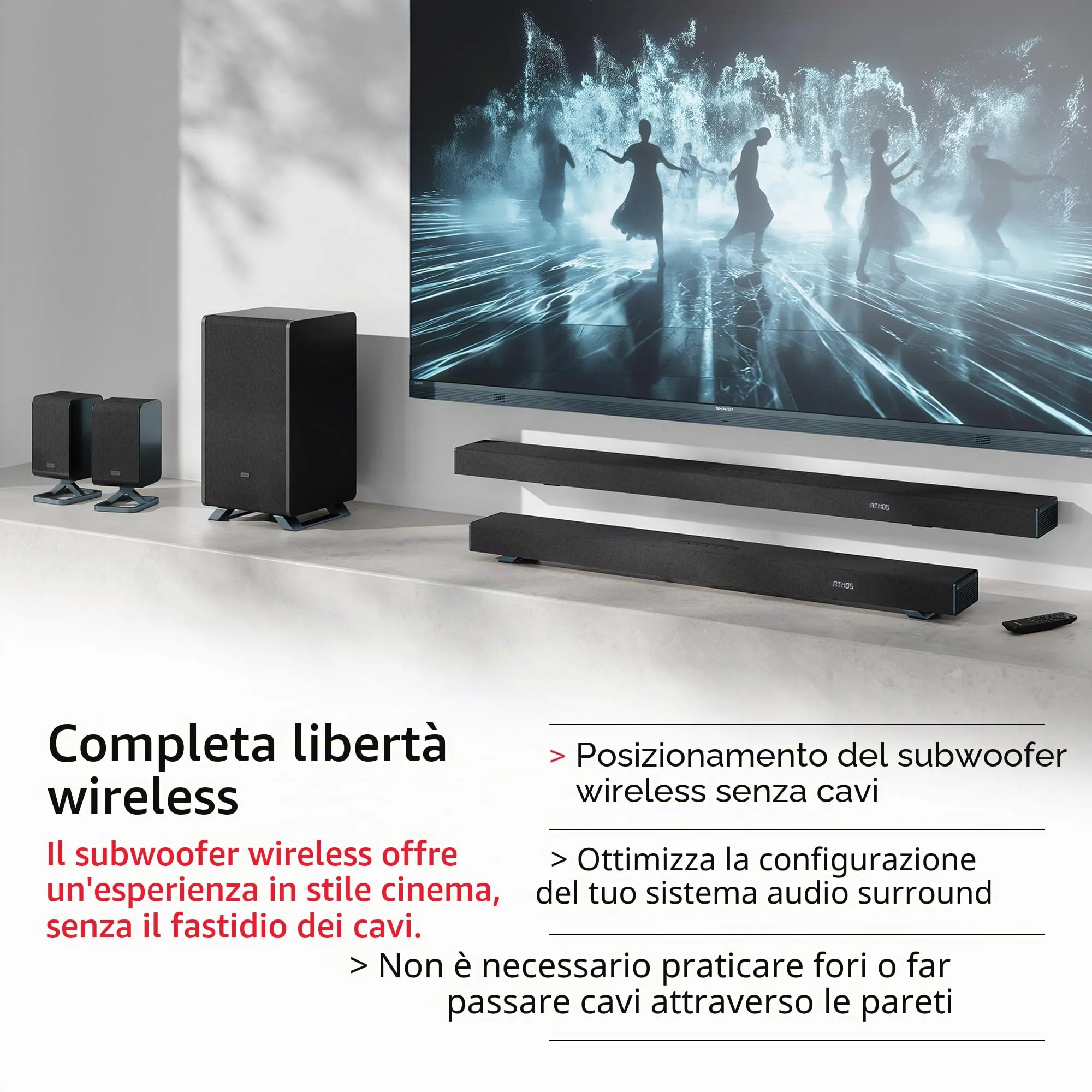 Sharp Q Soundbar per TV HT-SBW55121(BK) – Nero – 650W 5.1.2 Dolby Atmos - immagine 4