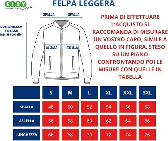Felpa Leggera Be Board Art. 9114 100% Cotone con Tasche e Zip Intera M-L-XL-XXL-3XL (S-Blu) - immagine 3