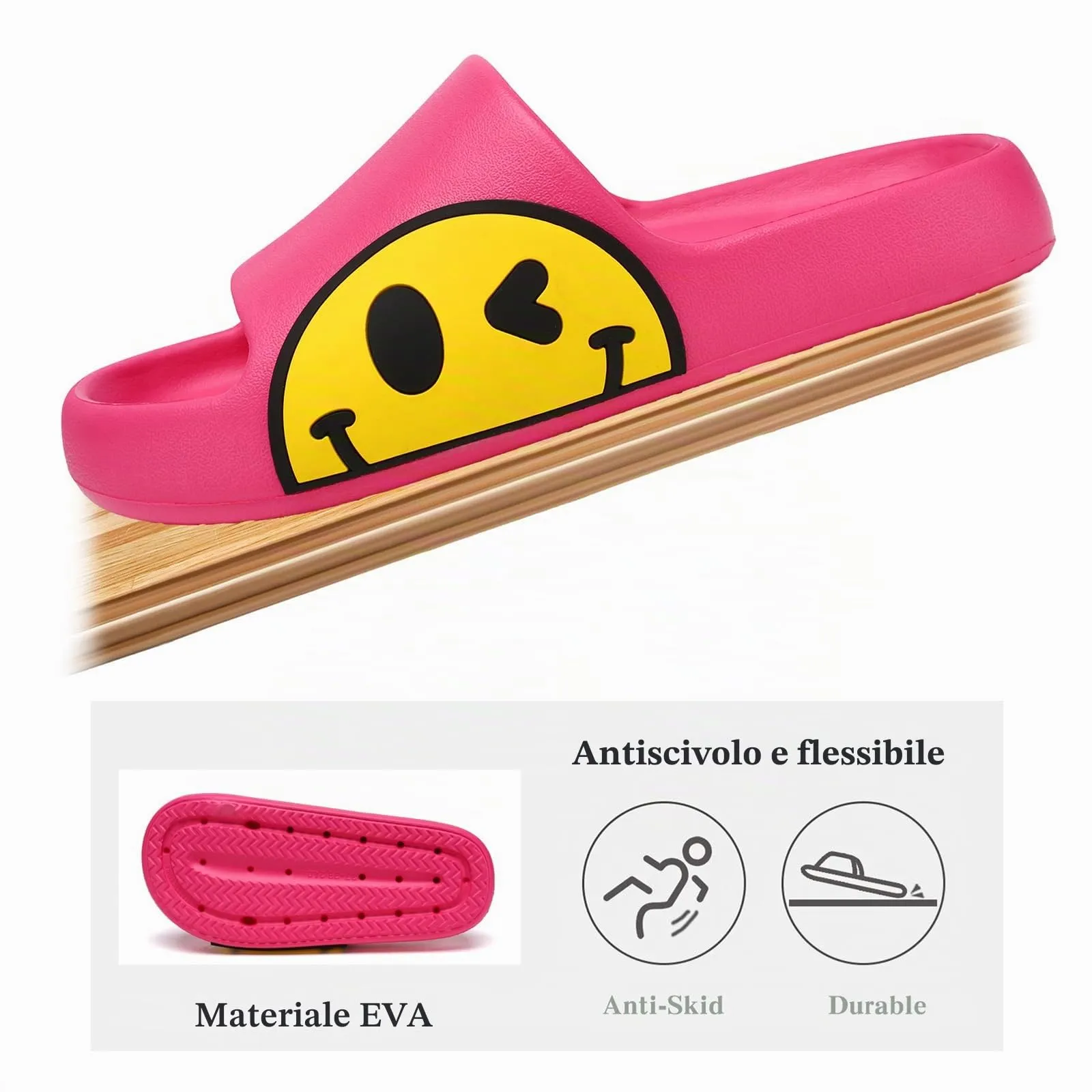 Waysoland Ciabatte donna uomo estive da Spiaggia Sandali,Ciabatte Morbide per bambini bagno,Doccia,pantofole antiscivolo infradito per interni esterni(Rosa rossa,40/41 EU) - immagine 3