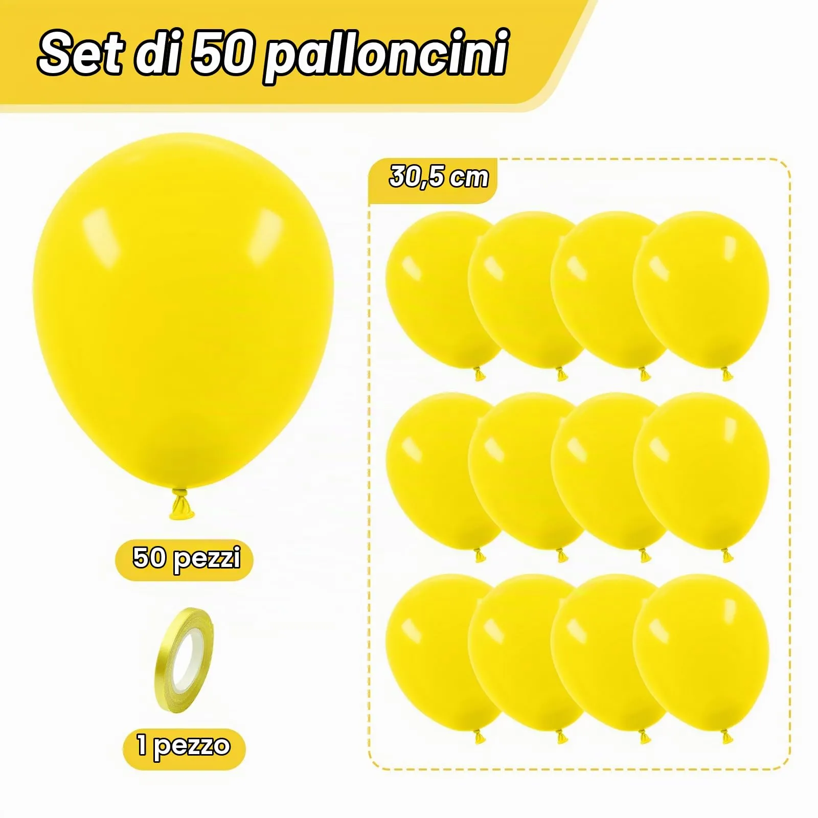 Unisun Palloncini Gialli, 50 Pezzi 12 Pollici Palloncini Gialli Opachi - immagine 2